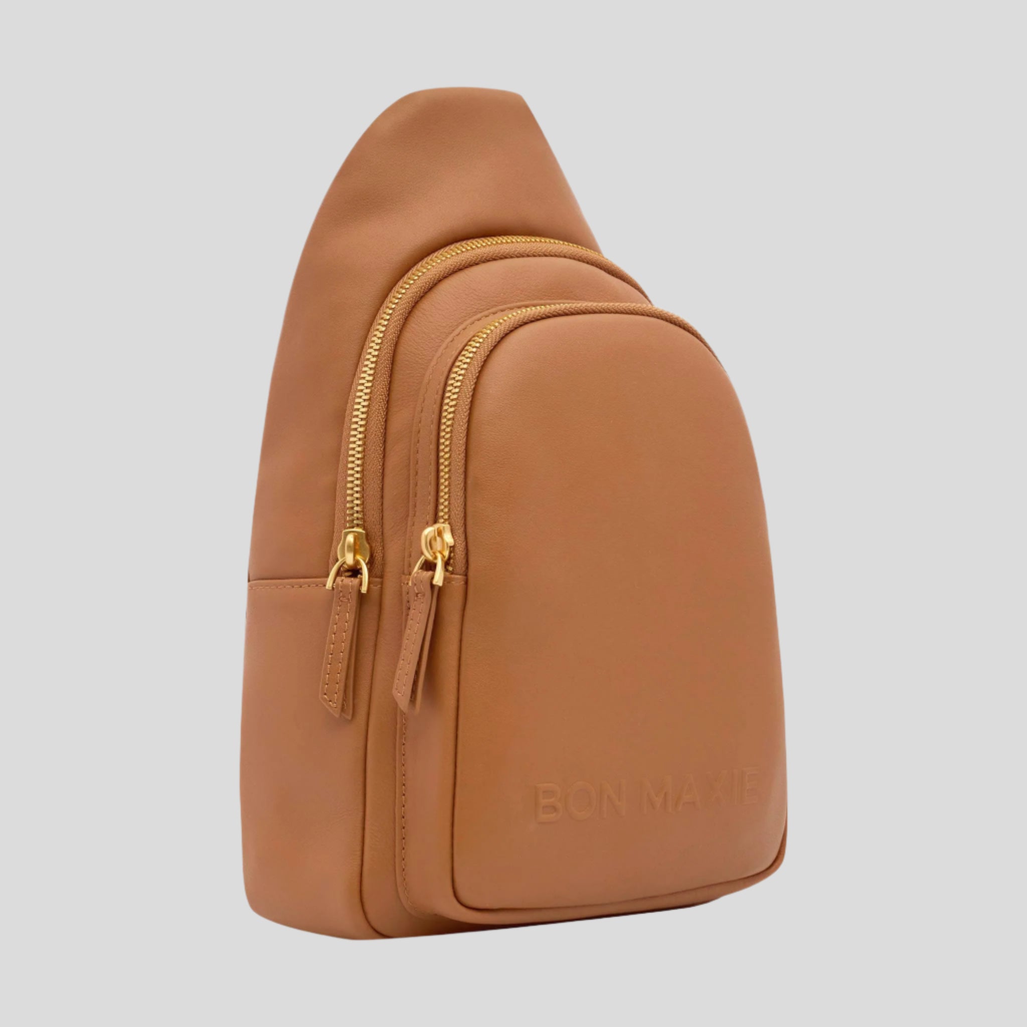 Multi-Wear Crossbody Sling Bag in full-grain pebbled leather -- Tan