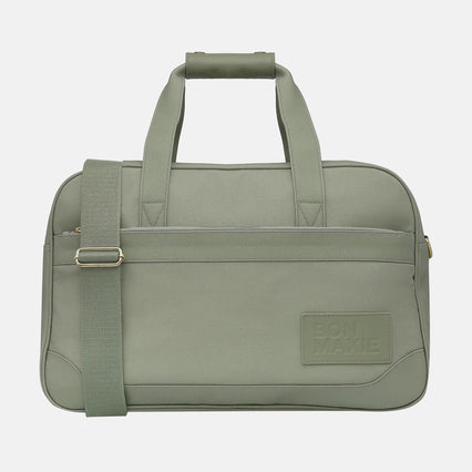 Bon Voyage Weekender Bag in coated canvas + leather - Sage