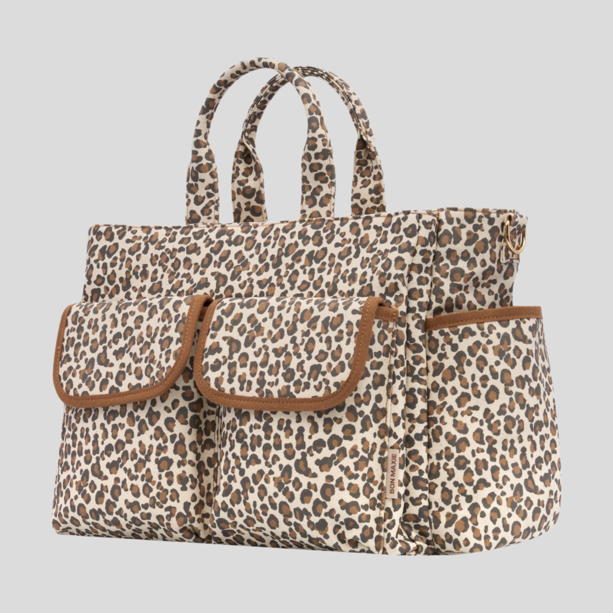 Multi-Pocket Tote Bag in signature coated canvas -- Leopard