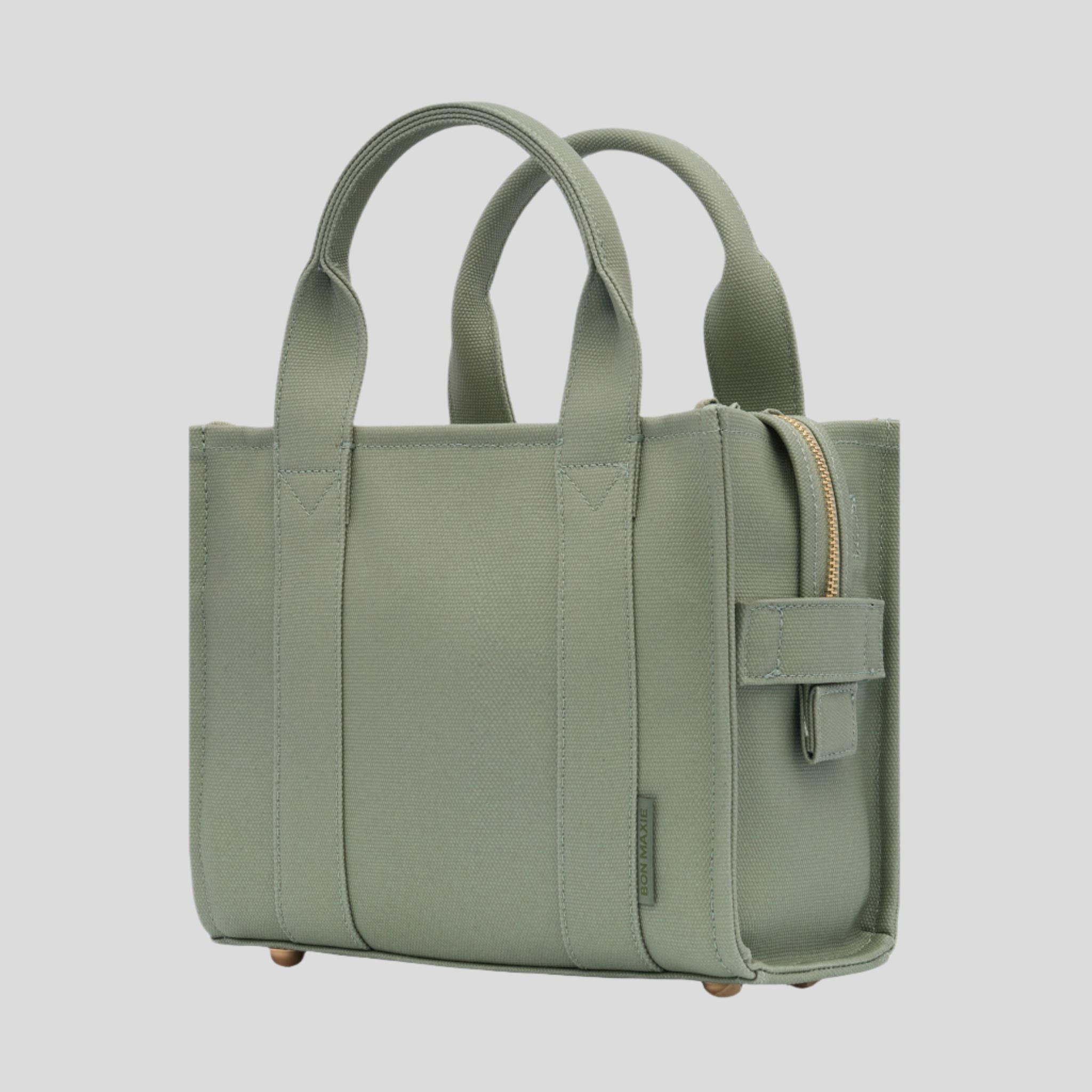 Micro Structured Tote Bag in signature coated canvas -- Sage