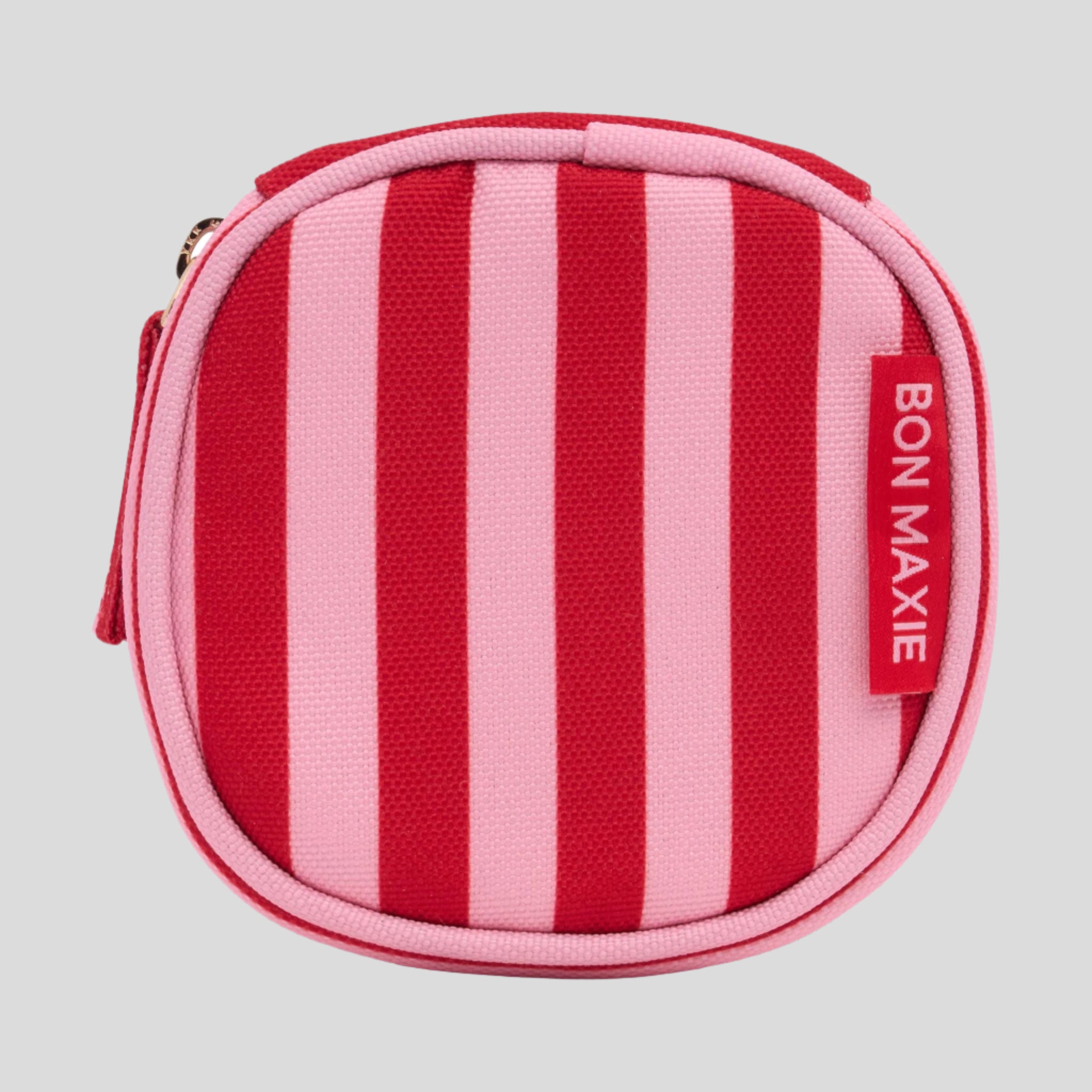 Travel Jewellery Case in water-resistant nylon -- Pink/Red Stripe
