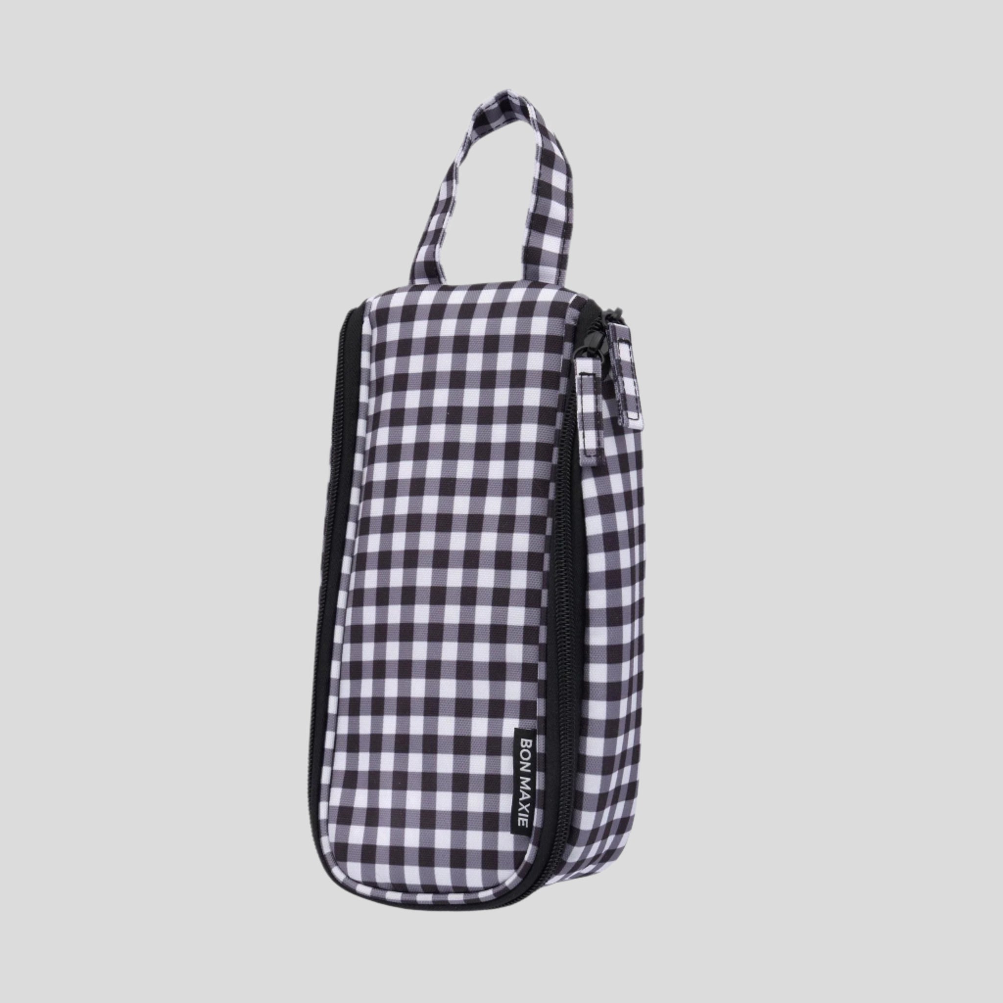Slimline Washable Hanging Toiletry Bag -- Black Gingham