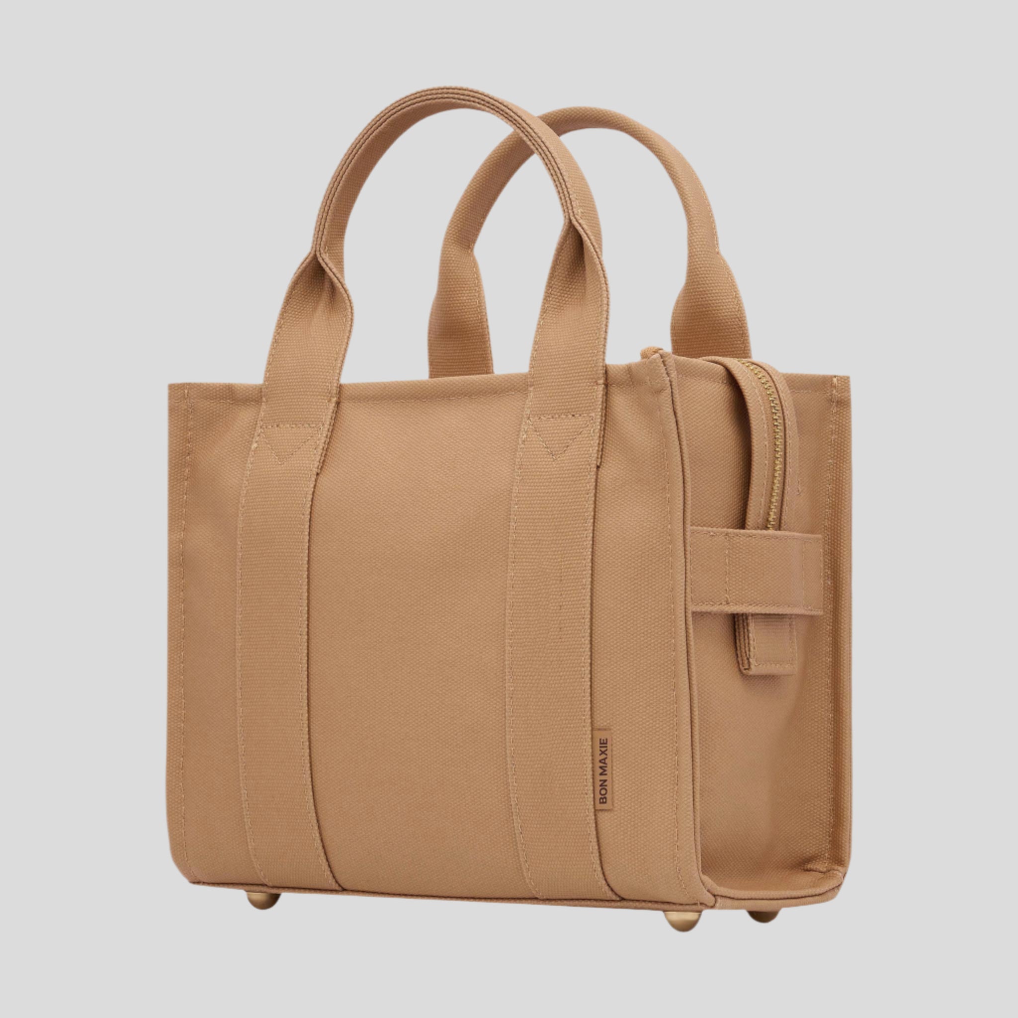 Micro Structured Tote Bag in signature coated canvas -- Tan