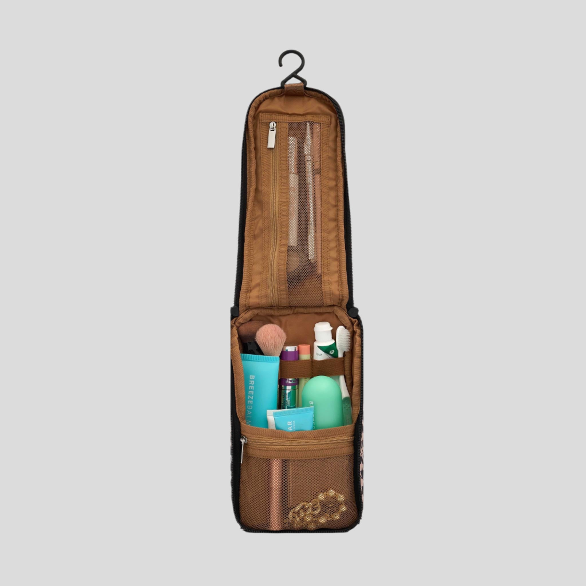 Slimline Washable Hanging Toiletry Bag -- Neon Pink Gingham