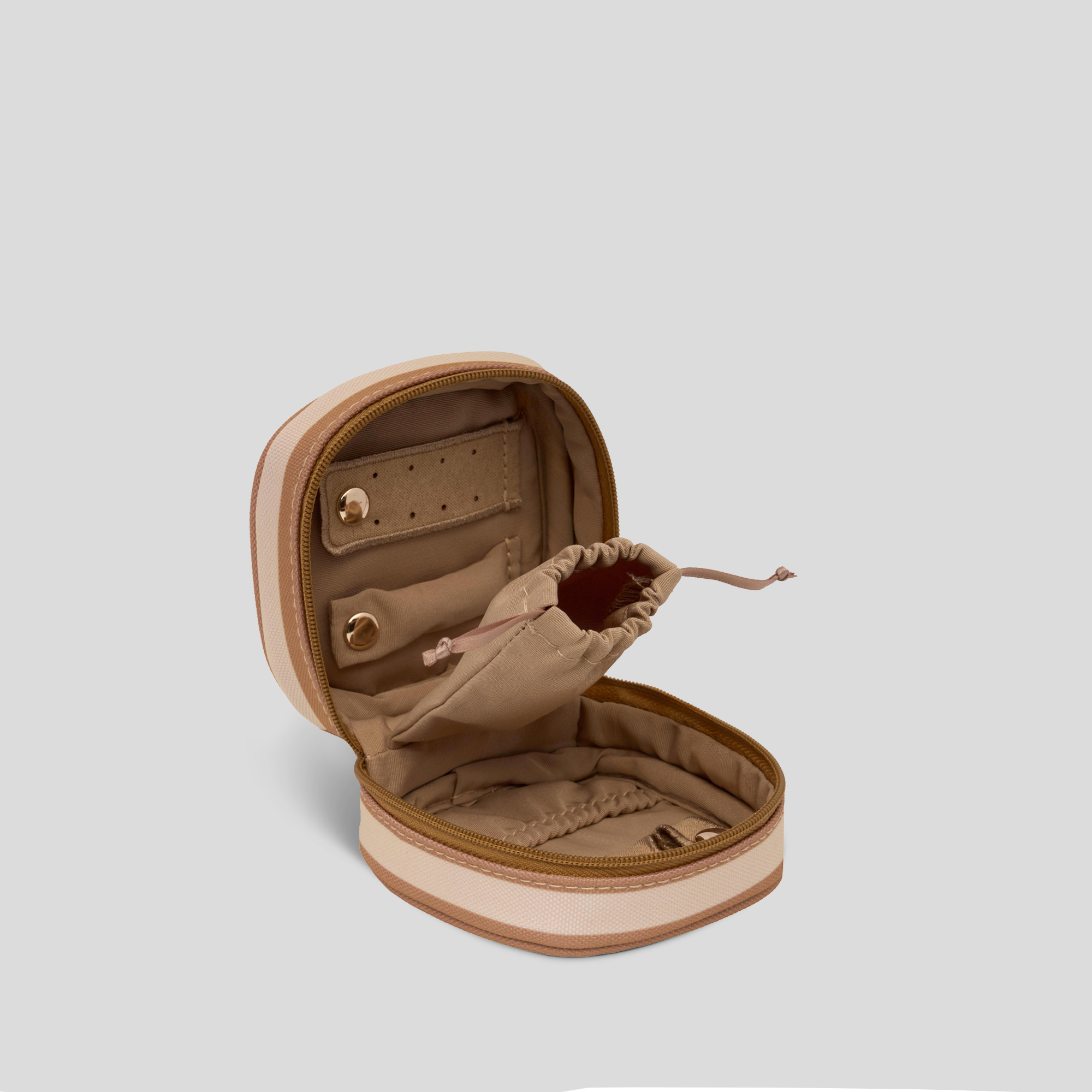 Travel Jewellery Case -- Tan Stripe