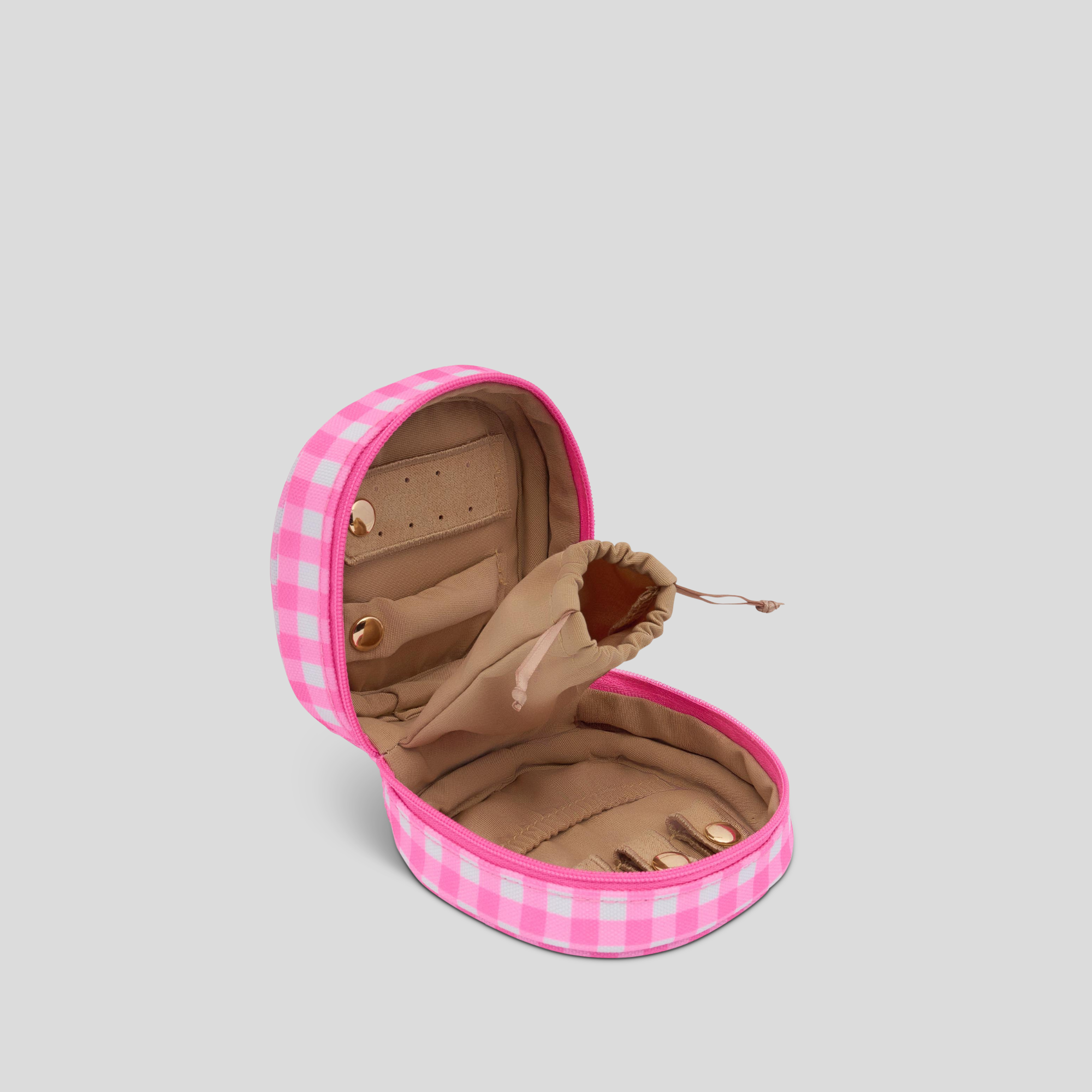 Travel Jewellery Case -- Pink Gingham