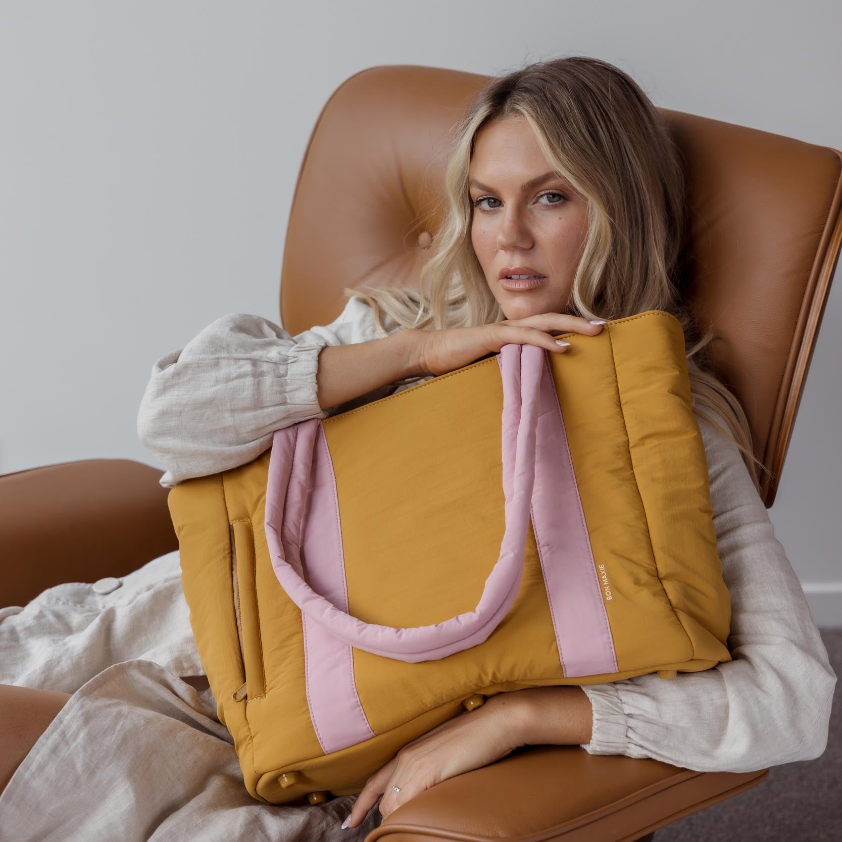 Everyday Tote Bag -- Pink/Mustard