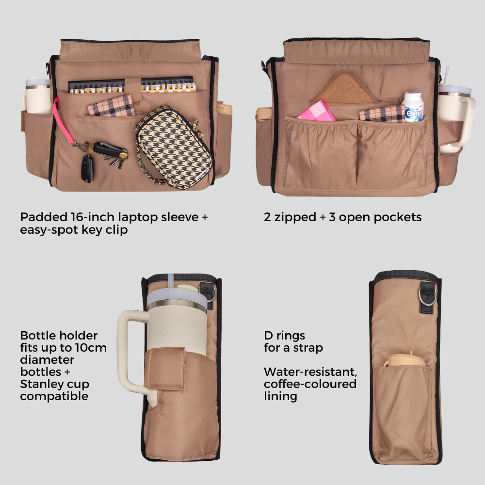 Large Structured Tote Bag in signature coated canvas -- Houndstooth