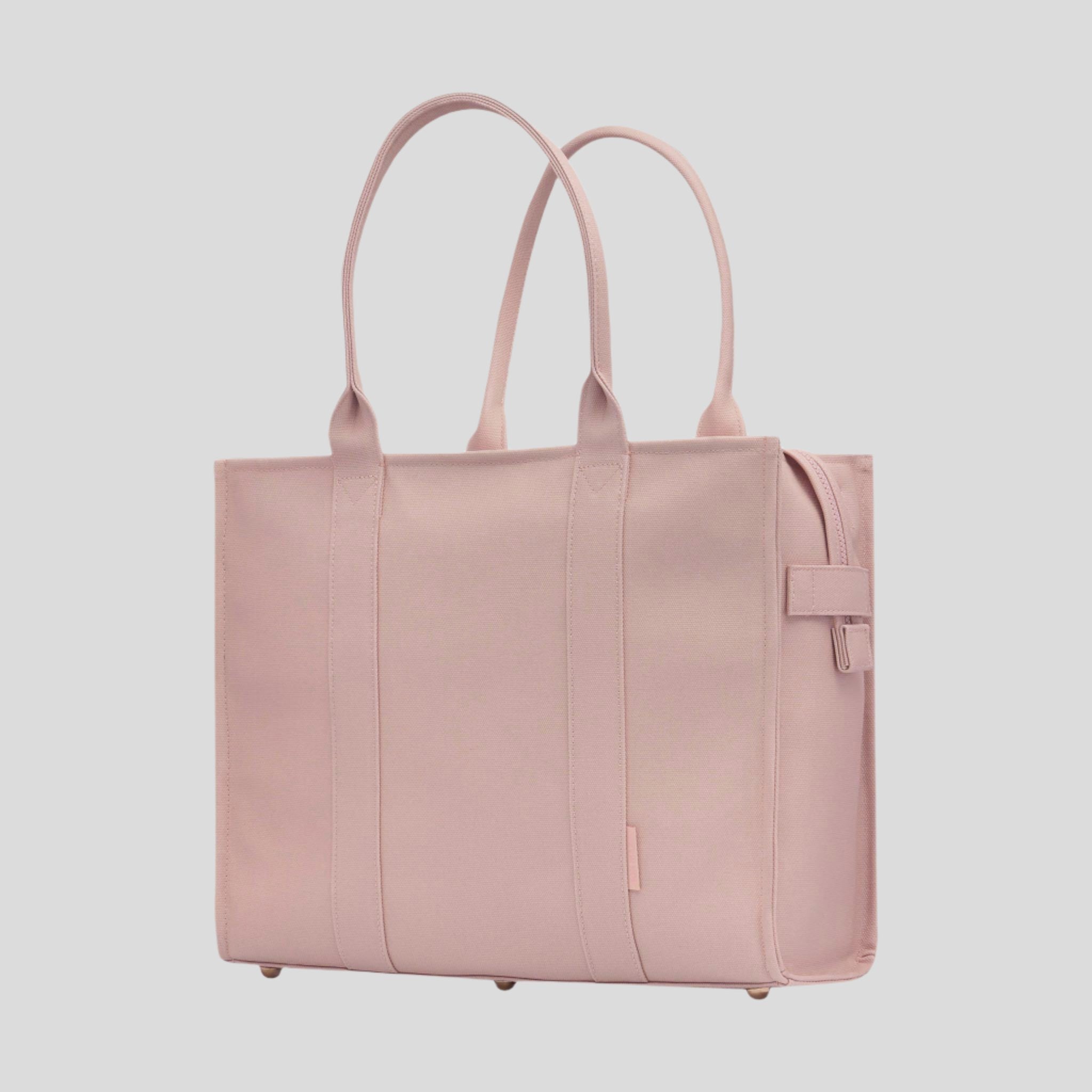 Large Structured Tote Bag in signature coated canvas -- Milk Tea