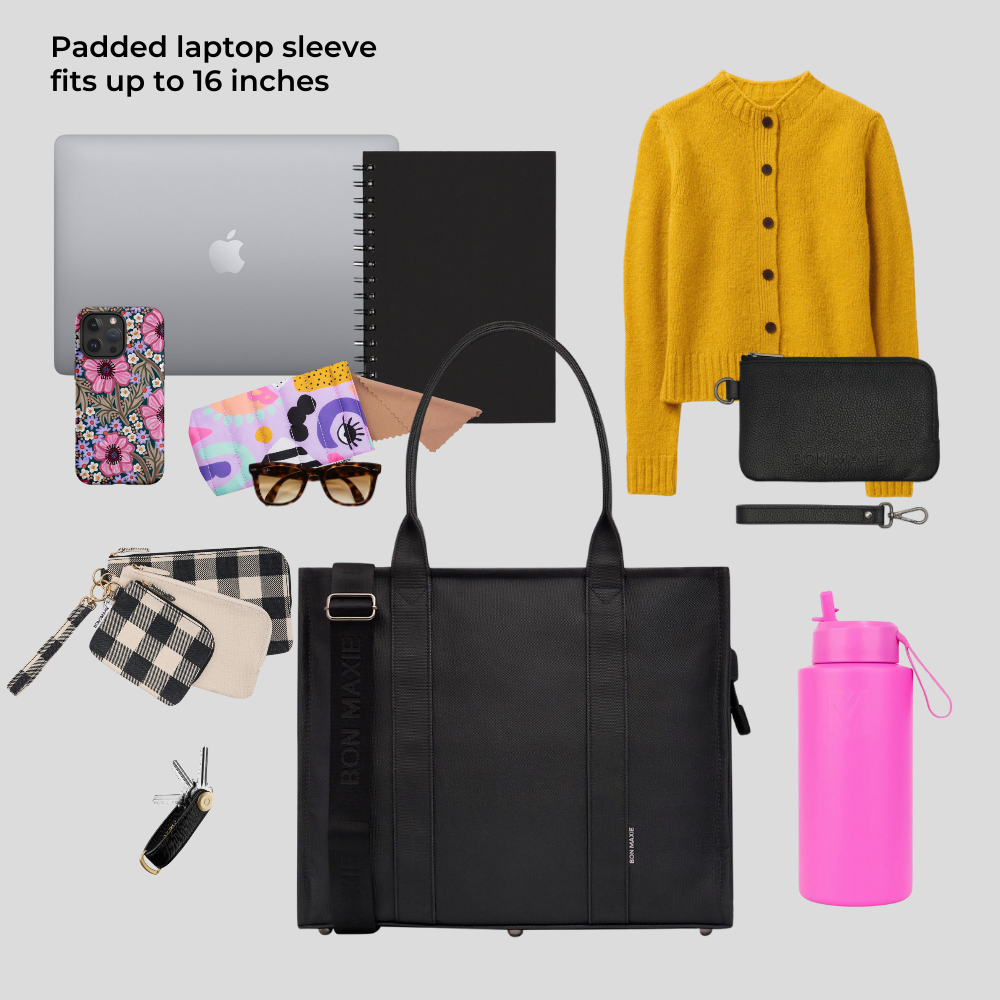 Large Structured Tote Bag in signature coated canvas -- Milk Tea