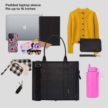 Large Structured Tote Bag in signature coated canvas -- Black