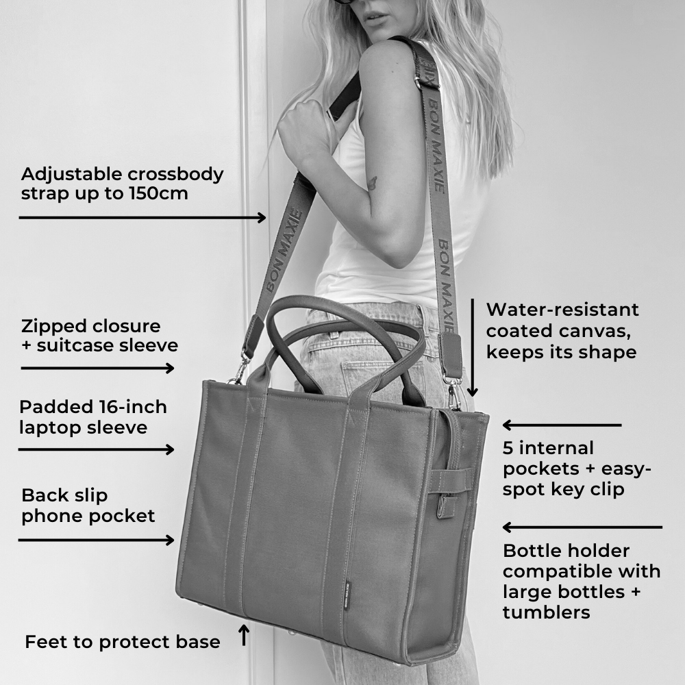 Large Structured Tote Bag in signature coated canvas -- Black