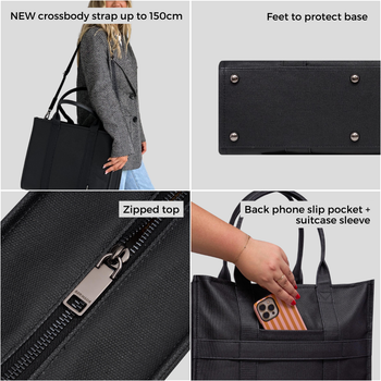 Large Structured Tote Bag in signature coated canvas -- Black