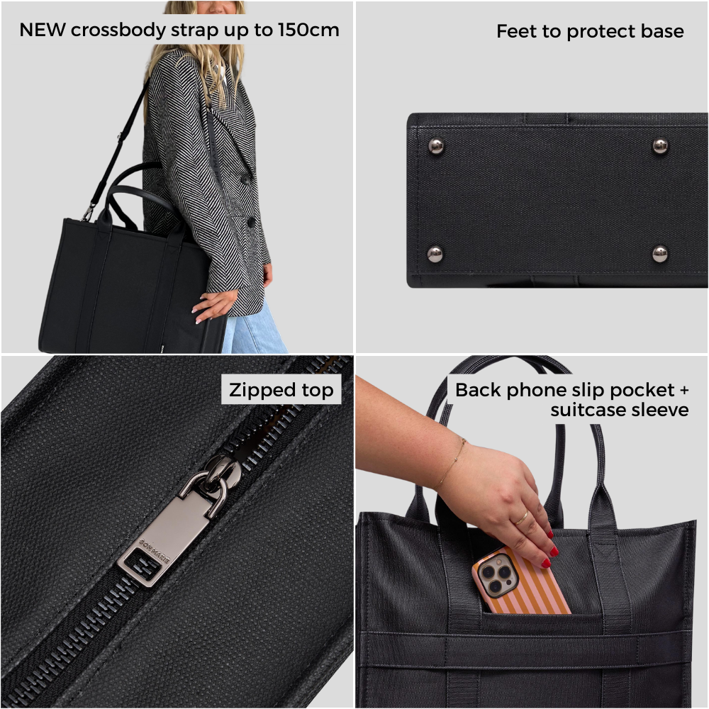 Large Structured Tote Bag in signature coated canvas -- Chocolate