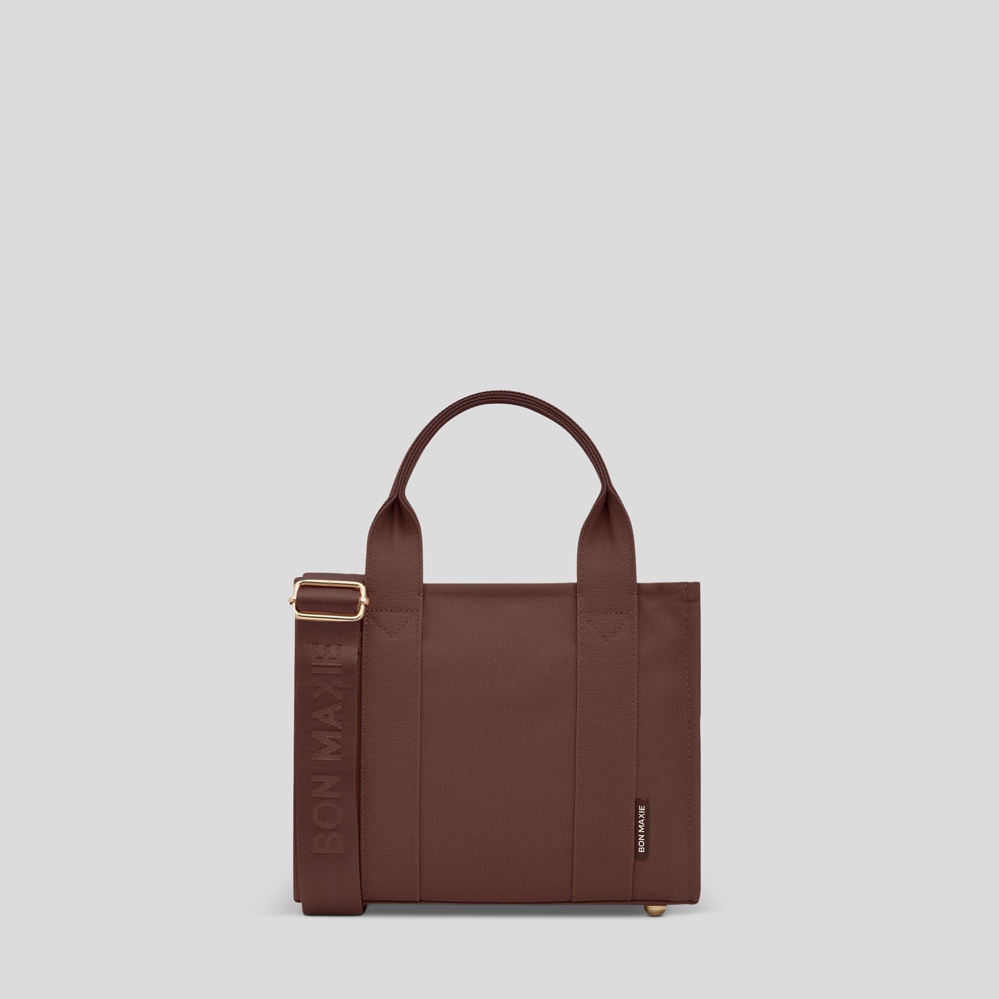 Micro Structured Tote Bag in signature coated canvas -- Chocolate