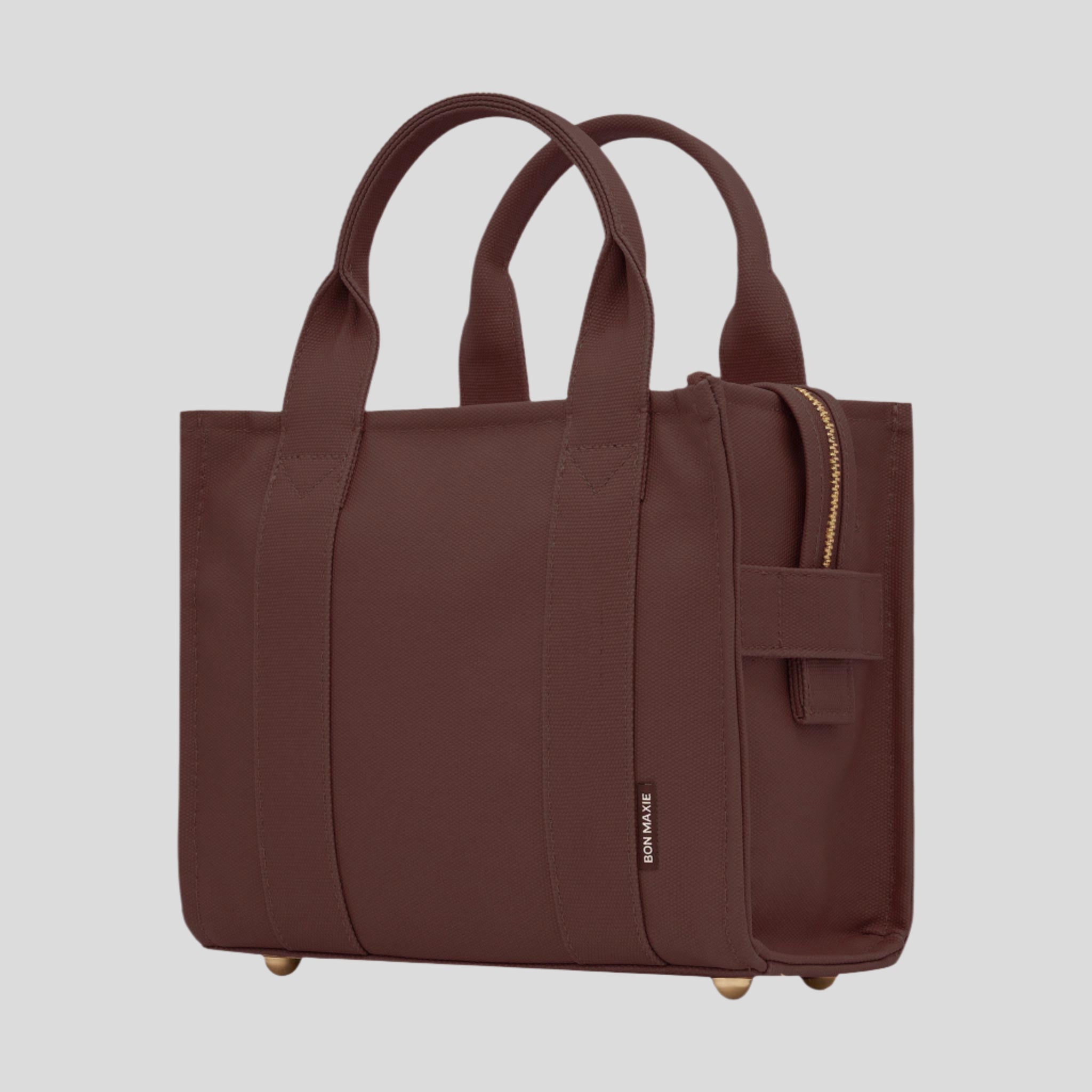 Micro Structured Tote Bag in signature coated canvas -- Chocolate