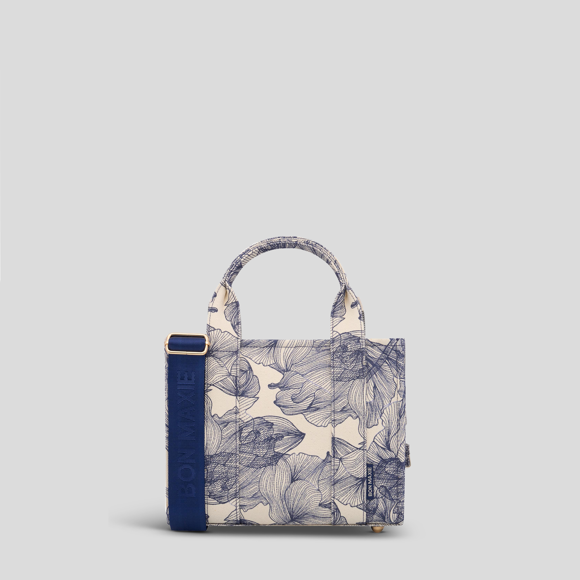 Micro Structured Tote Bag in signature coated canvas -- Navy Floral