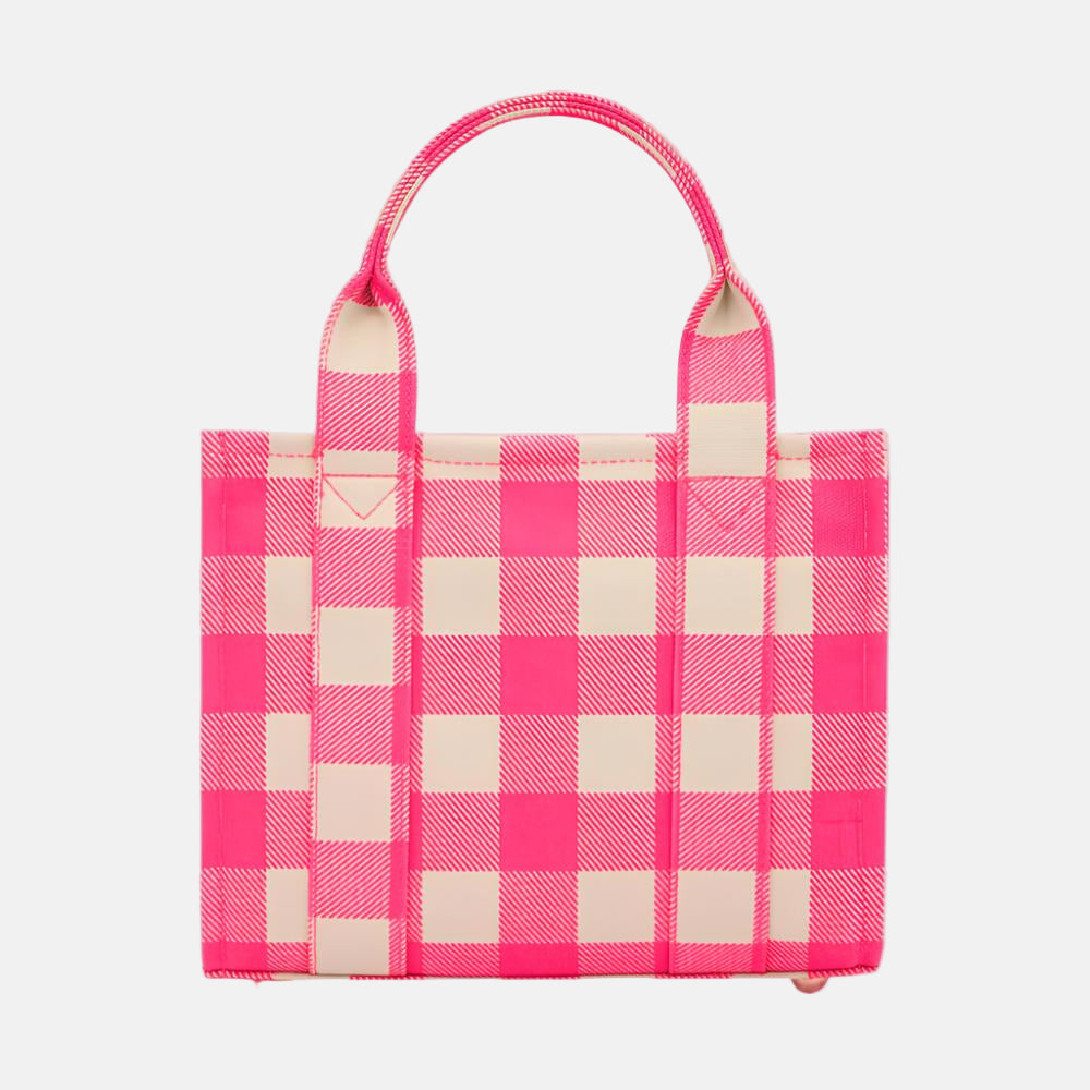 Micro Bon Vivant Structured Tote Bag - Neon Pink Gingham Tote Bag