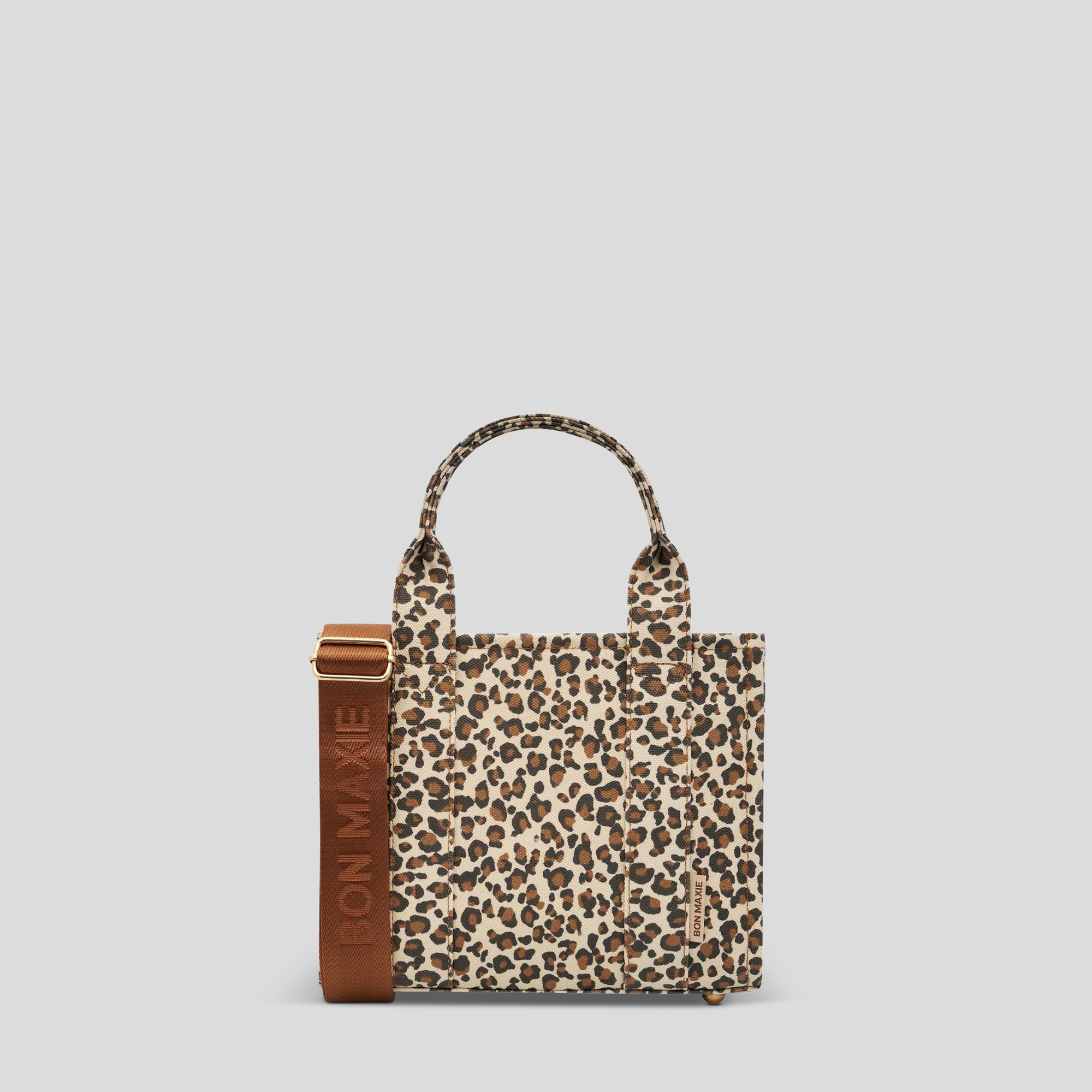 Micro Structured Tote Bag in signature coated canvas -- Tan/Leopard