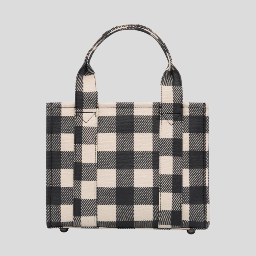 Micro Bon Vivant Structured Tote Bag - Black Gingham Tote Bag