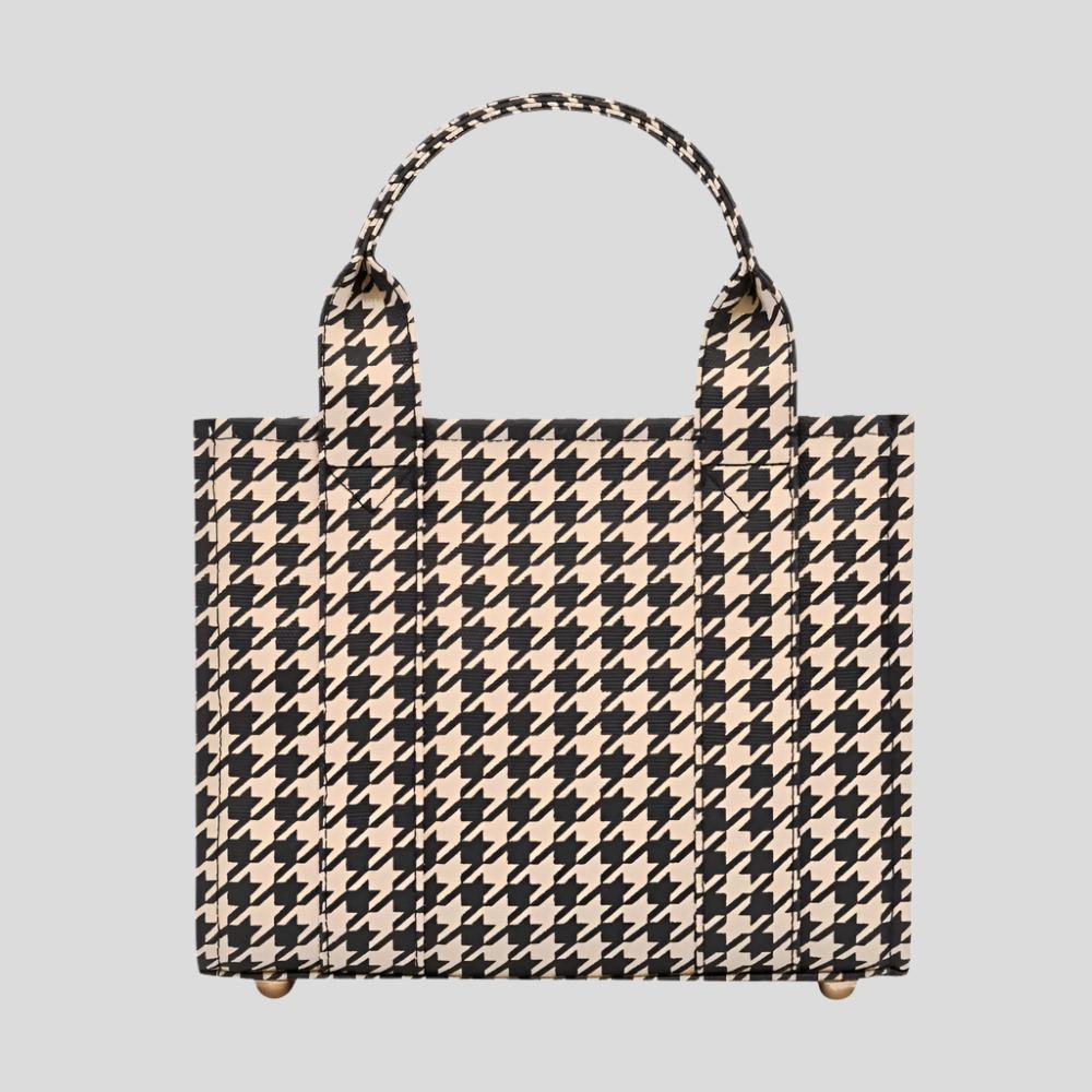 Micro Bon Vivant Structured Tote Bag - Black Houndstooth Tote Bag