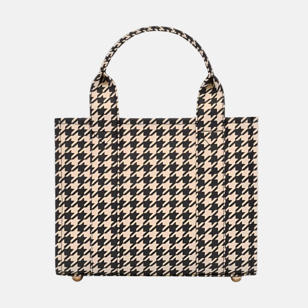 Micro Bon Vivant Structured Tote Bag - Black Houndstooth Tote Bag