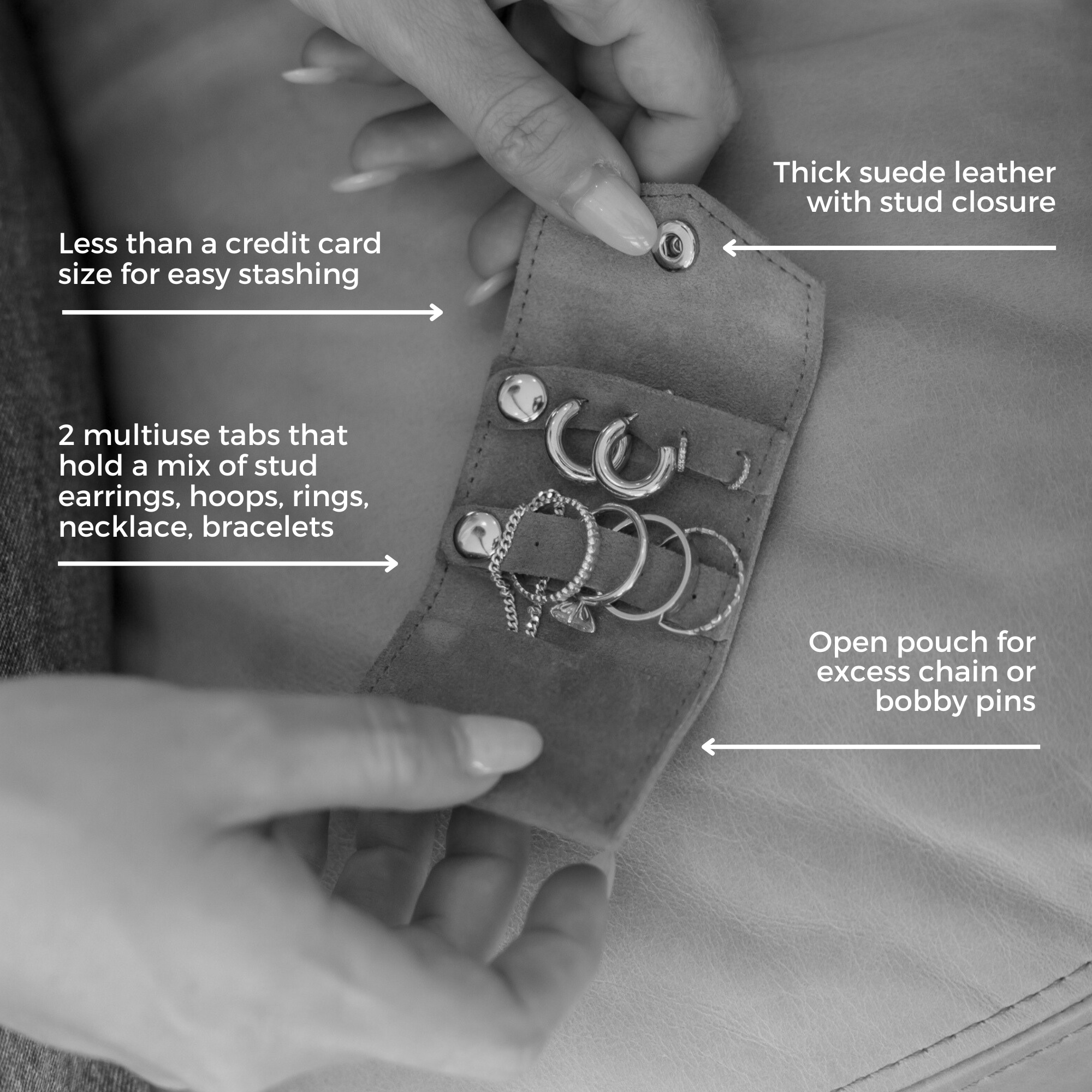 Mini Jewellery Case in microsuede - Tan