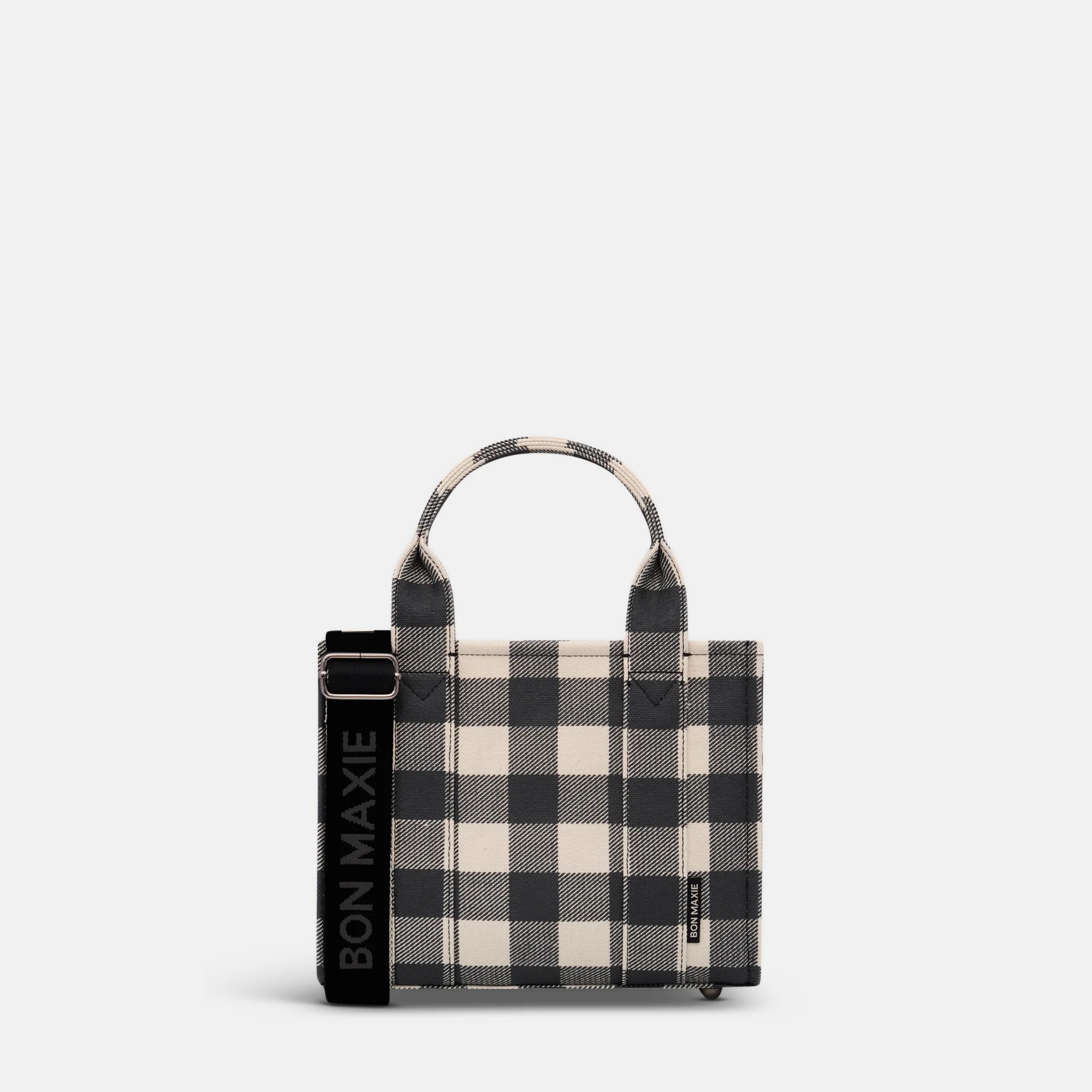 Micro Structured Tote Bag in signature coated canvas -- Black Gingham