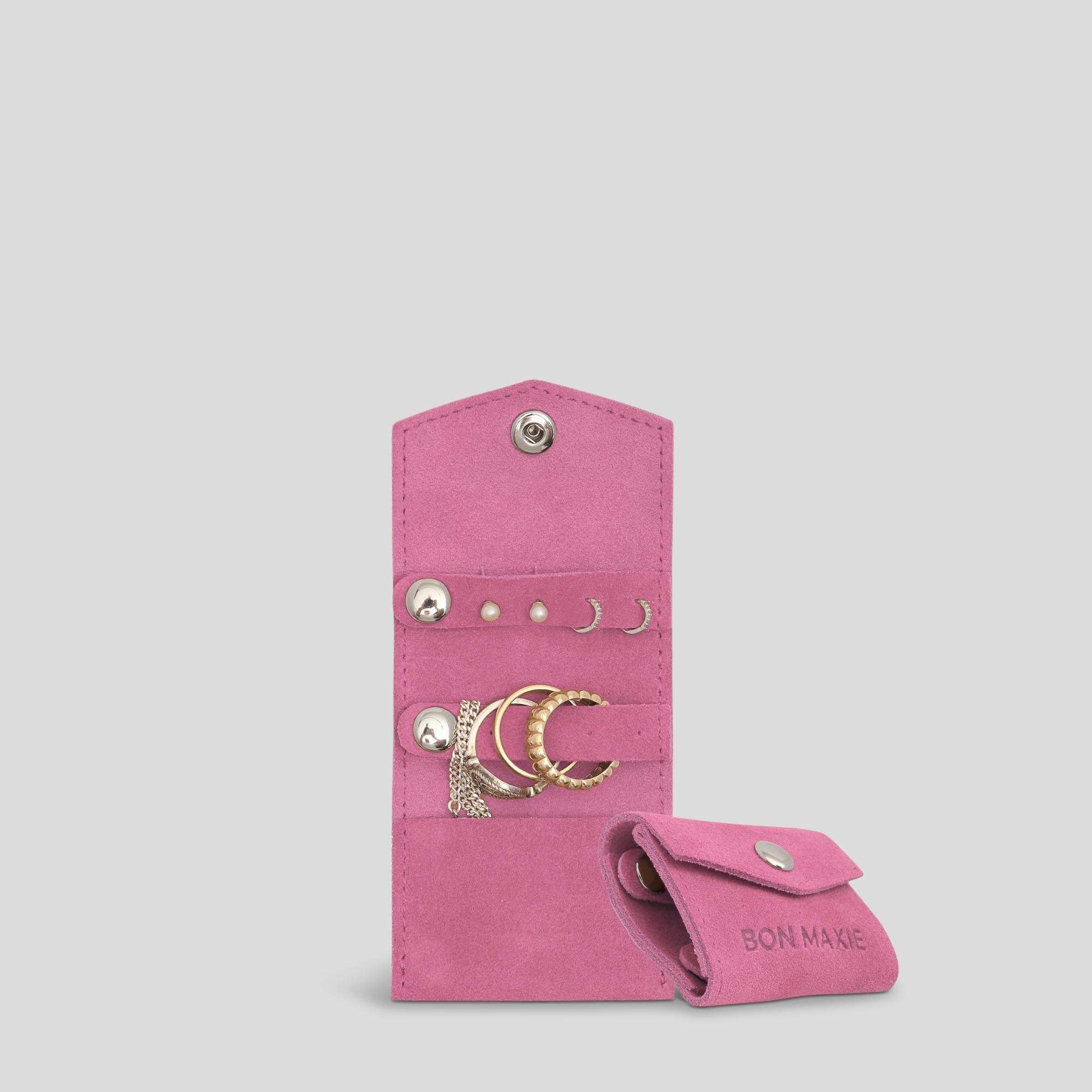 Load video: Mini Jewellery Case in microsuede -- Dark Pink
