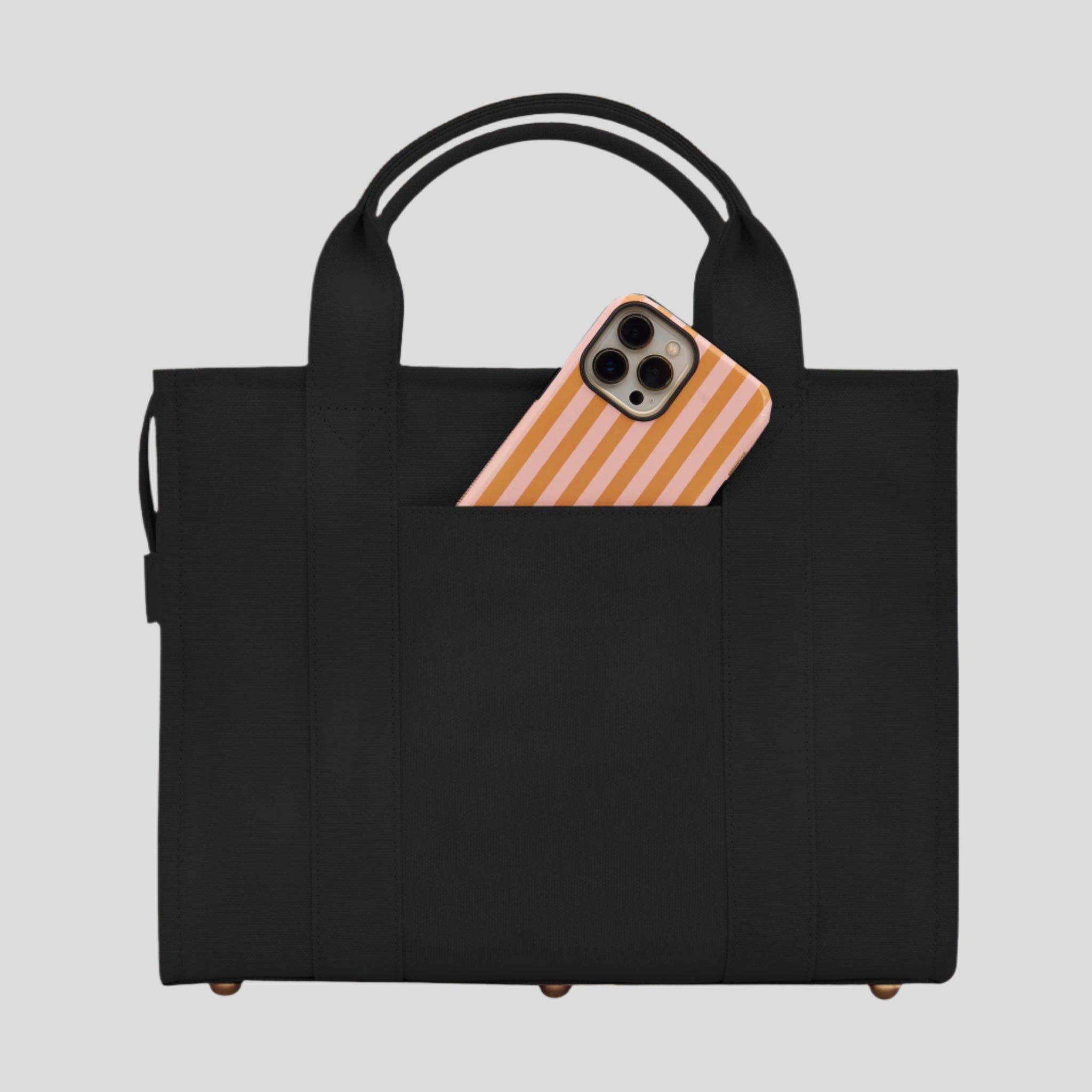 Small Structured Tote Bag in signature coated canvas -- Black