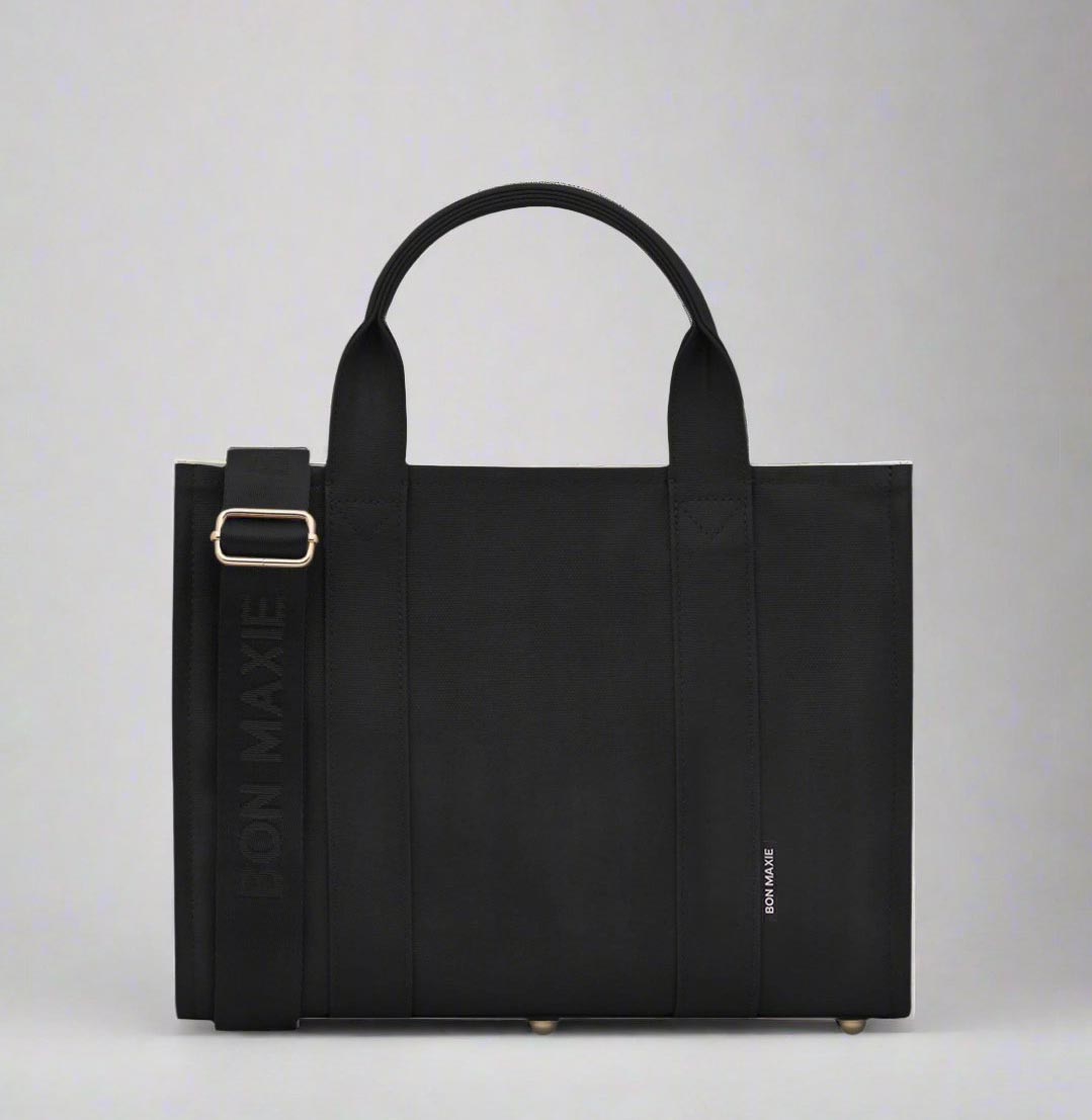 Small Structured Tote Bag in signature coated canvas -- Black