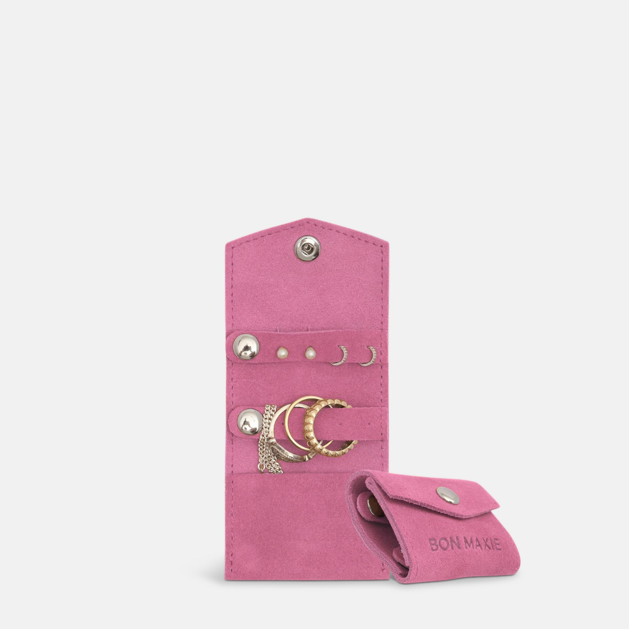 Mini Jewellery Case in microsuede -- Dark Pink