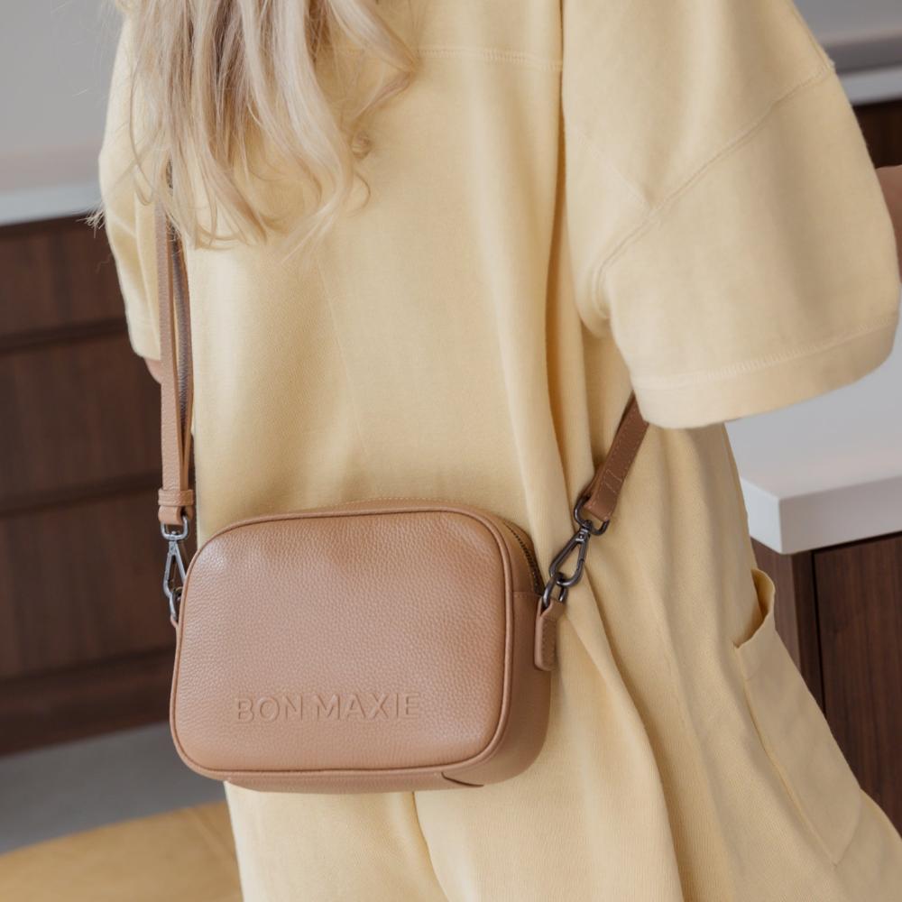 Mini Sidekick Wallet Crossbody Bag - Tan Crossbody Wallets Brushed Gunmetal