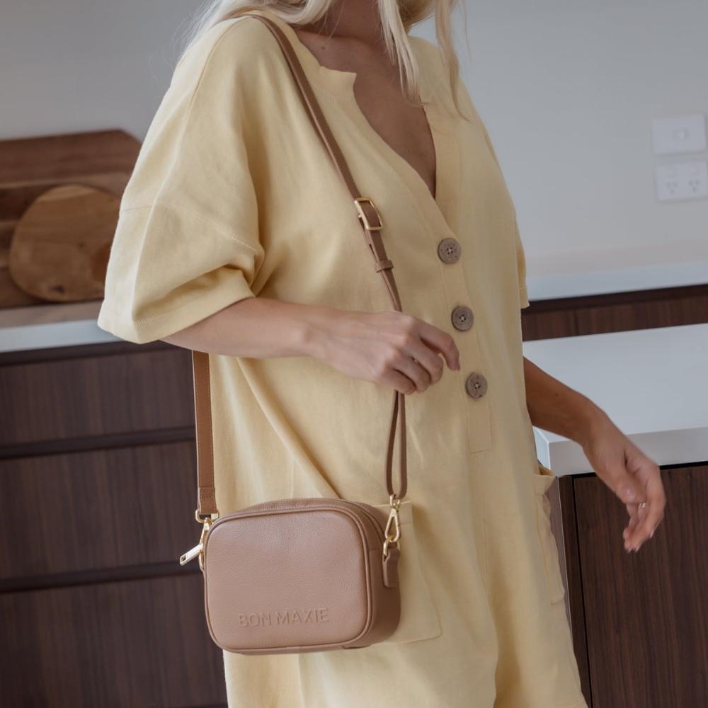 Mini Sidekick Wallet Crossbody Bag - Tan Crossbody Wallets Brushed Gold