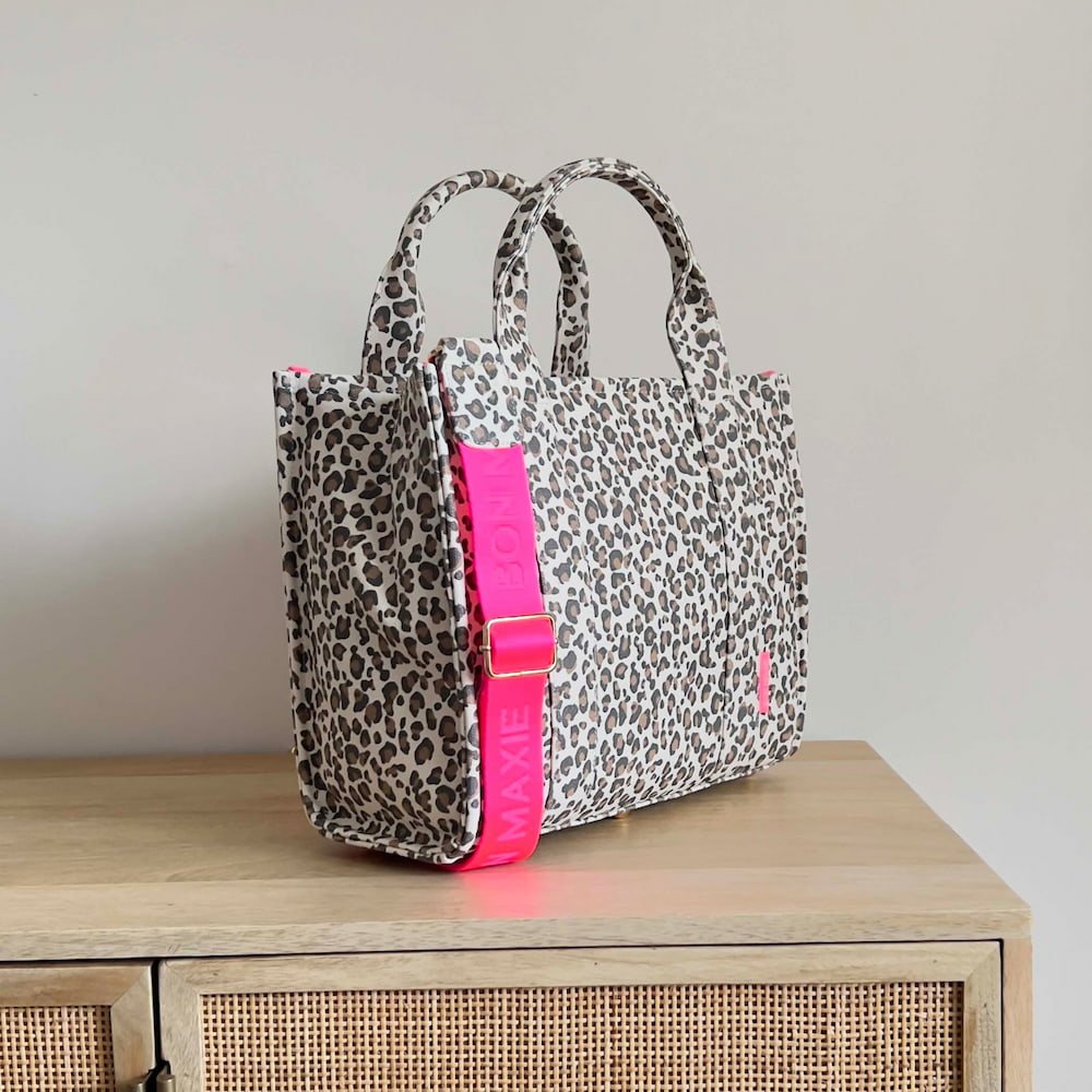 Mini Bon Vivant Structured Tote Bag 3.0 - Leopard/Neon Pink Bags