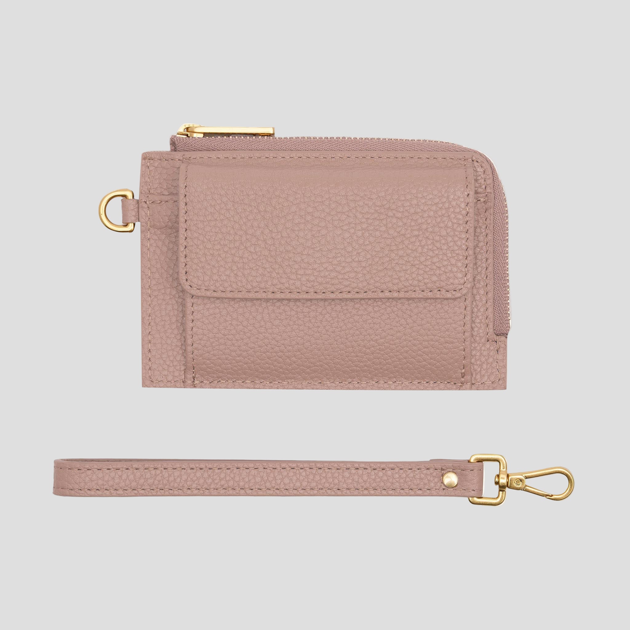 Everyday Mini Wallet in pebbled leather -- Milk Tea