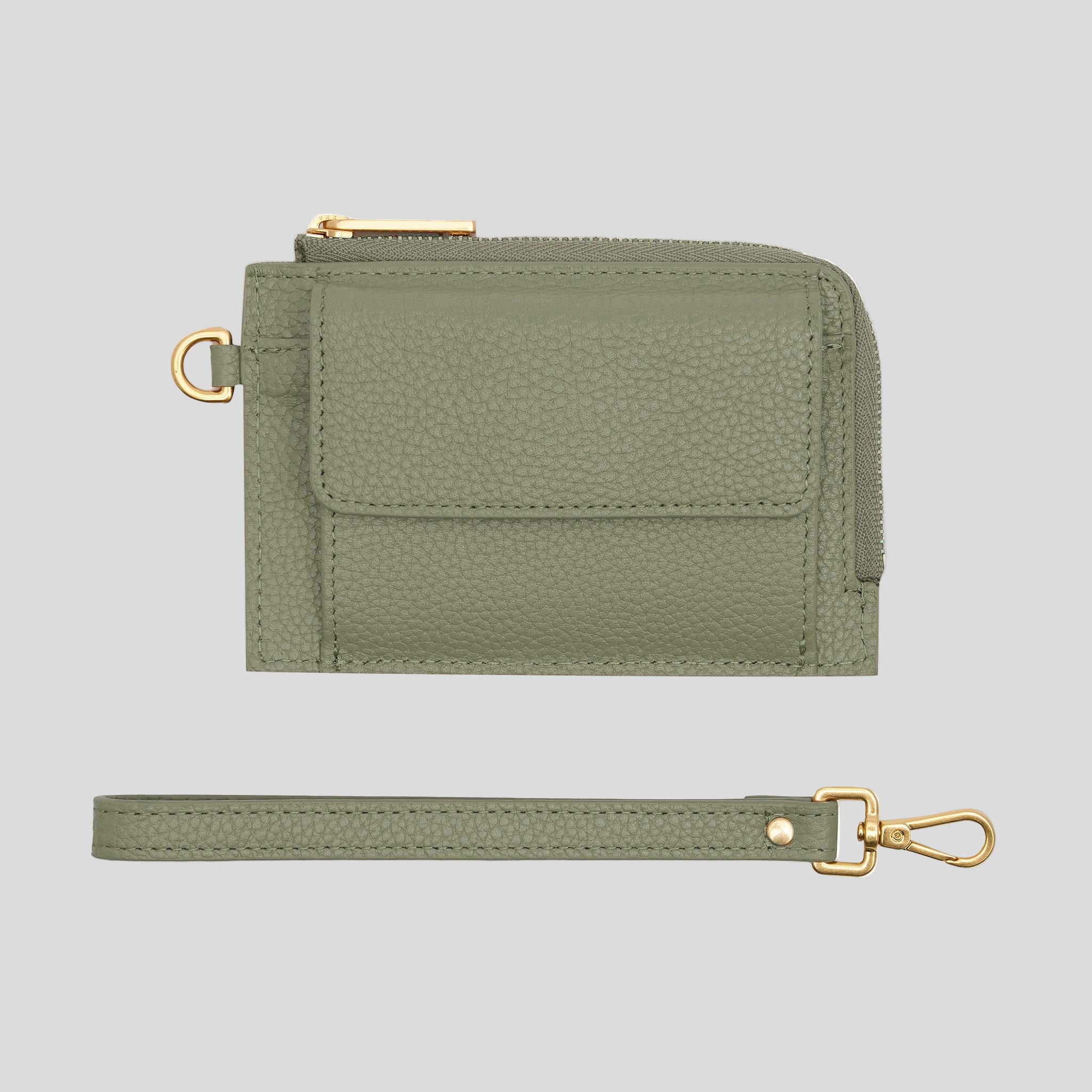 Everyday Mini Wallet in pebbled leather -- Sage