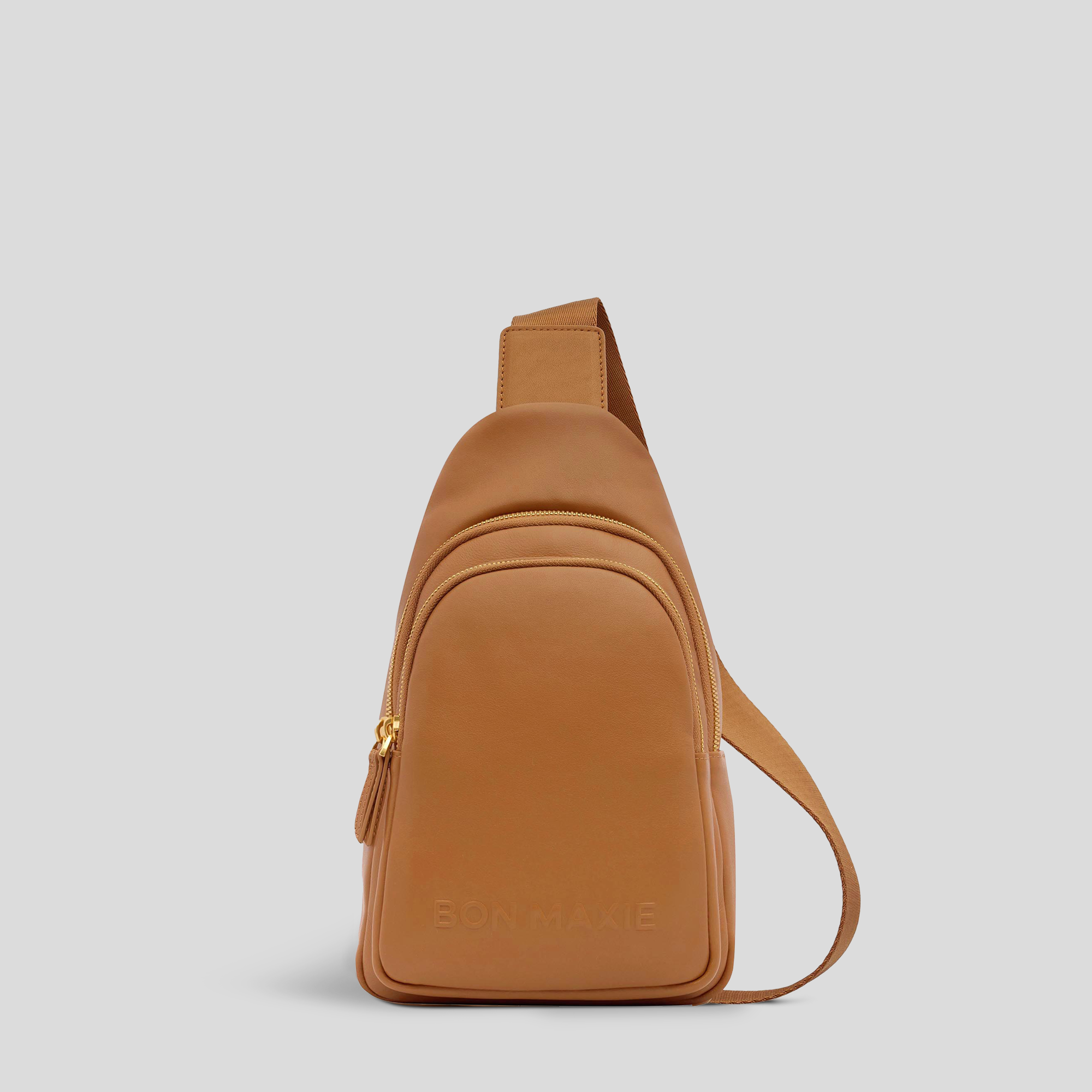 Multi-Wear Crossbody Sling Bag in full-grain pebbled leather -- Tan