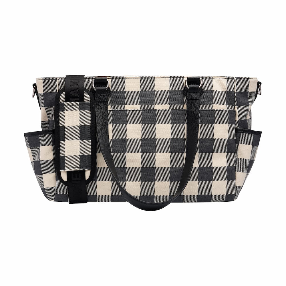 Carryall Tote + Pouch - Black Gingham Bags Gold