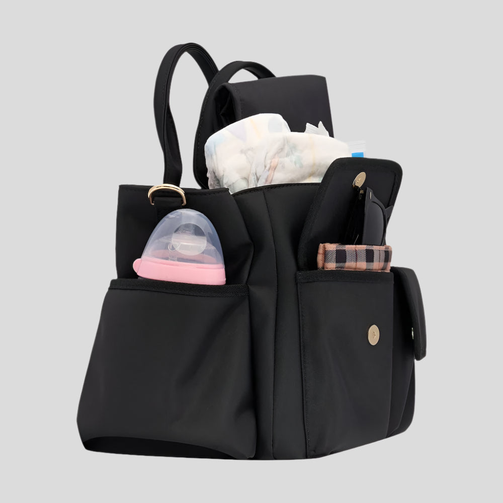 Multi - Pocket Nappy Bag - Tan Stripe Bags