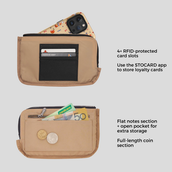 Phone Wallet Pouch in pebbled leather -- Tan