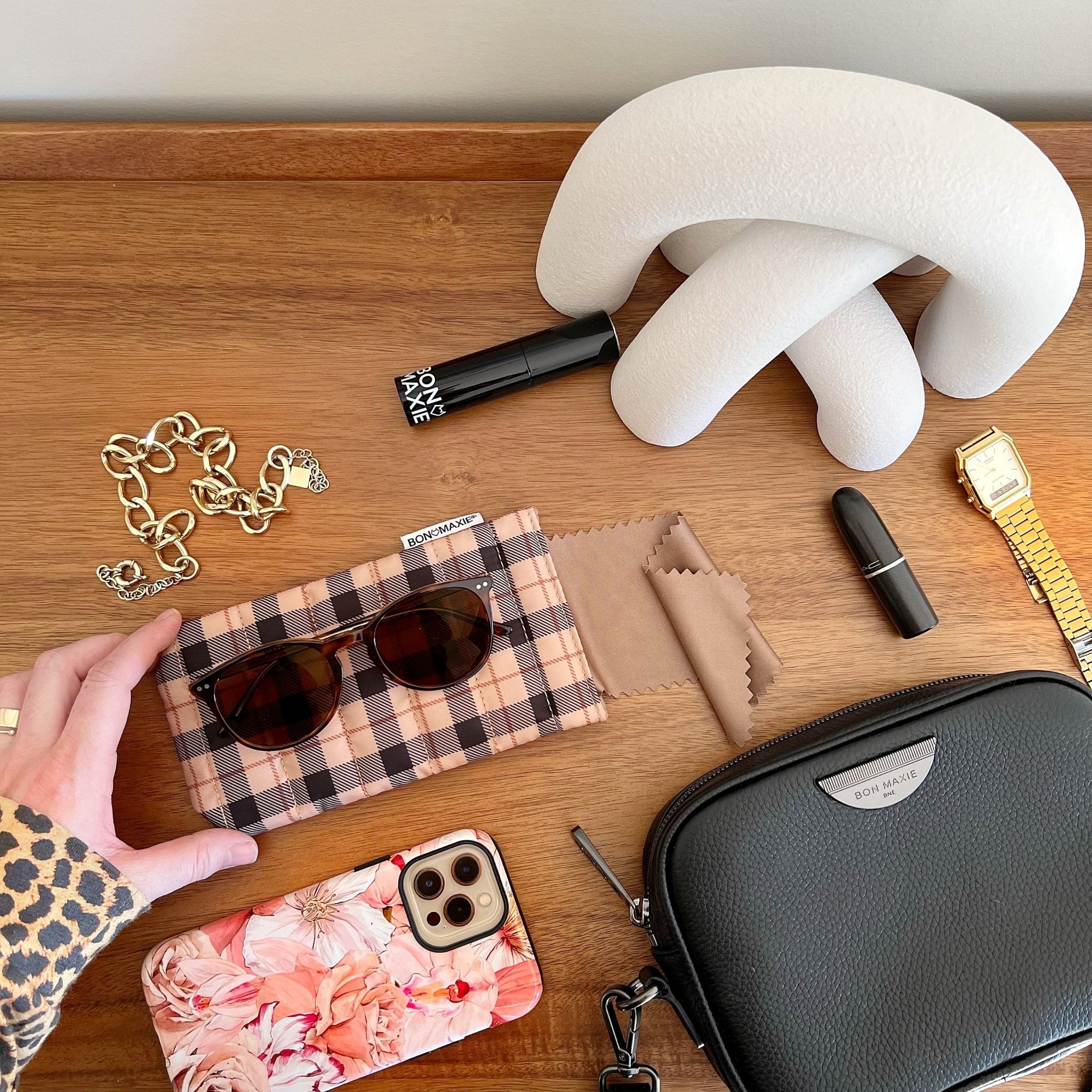 Easy - Squeezy Glasses Case - Tan Tartan Glasses Case