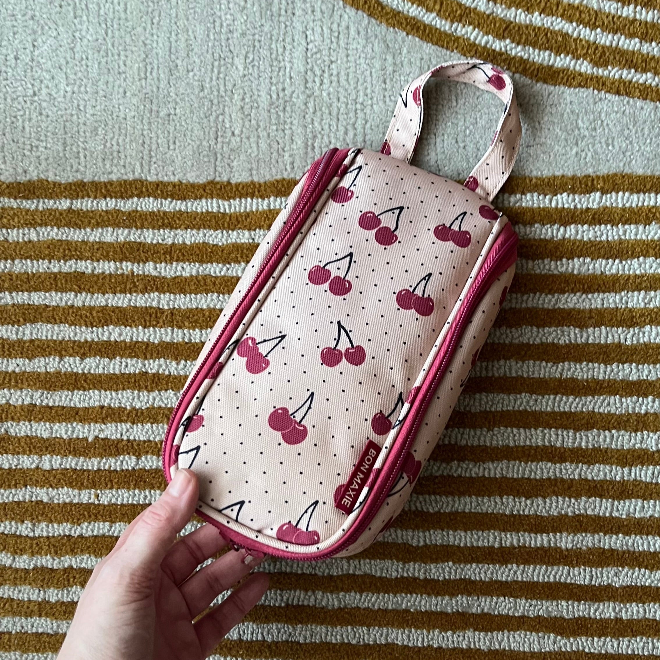 Slimline Washable Hanging Toiletry Bag -- Cherries