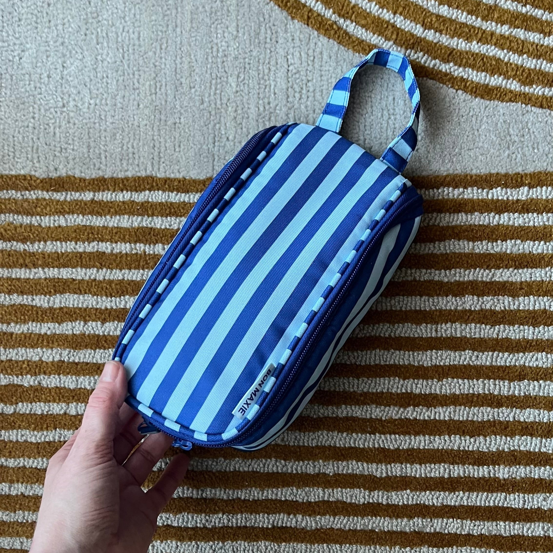 Slimline Washable Hanging Toiletry Bag -- Blue Stripe