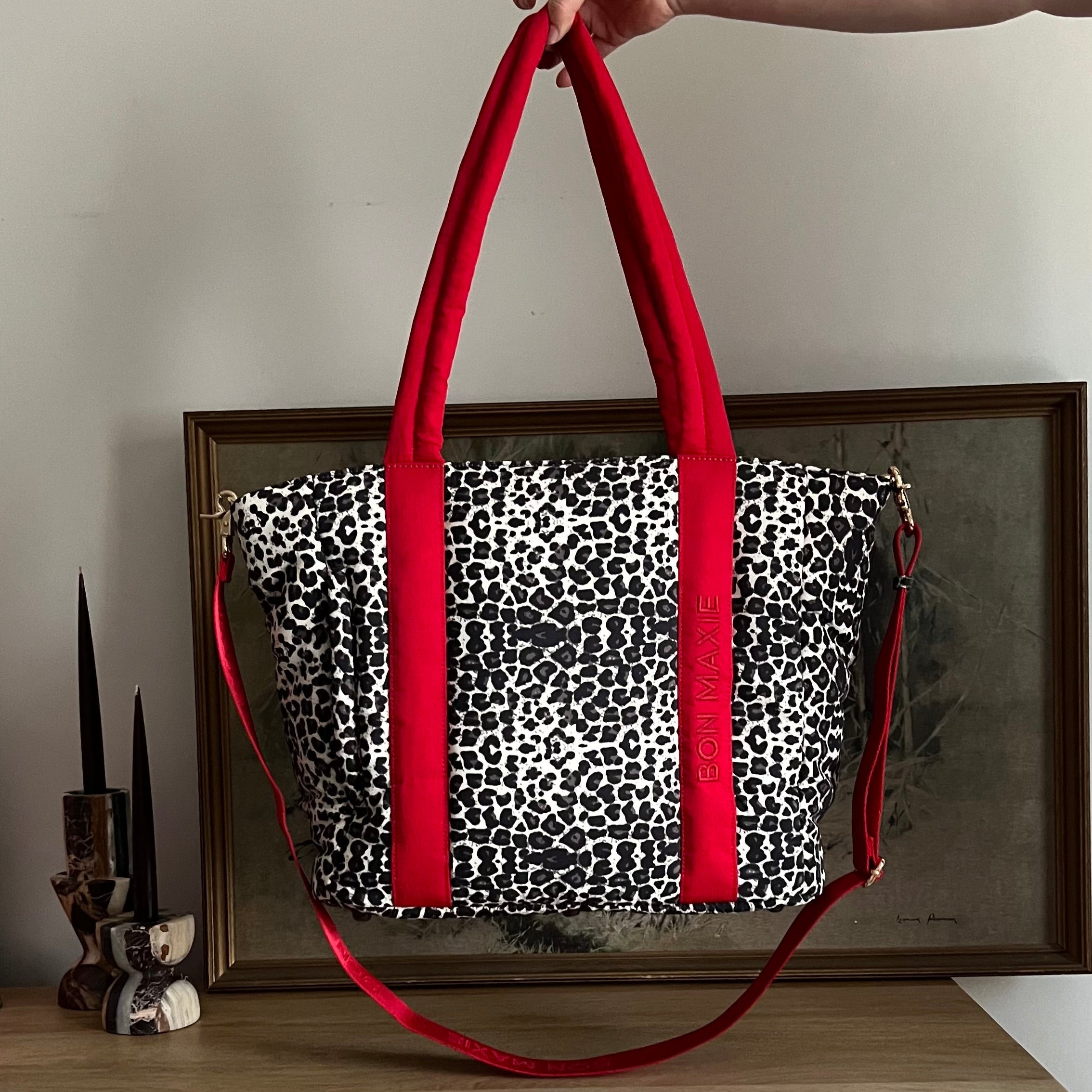 Everyday Tote Bag -- Red/Leopard