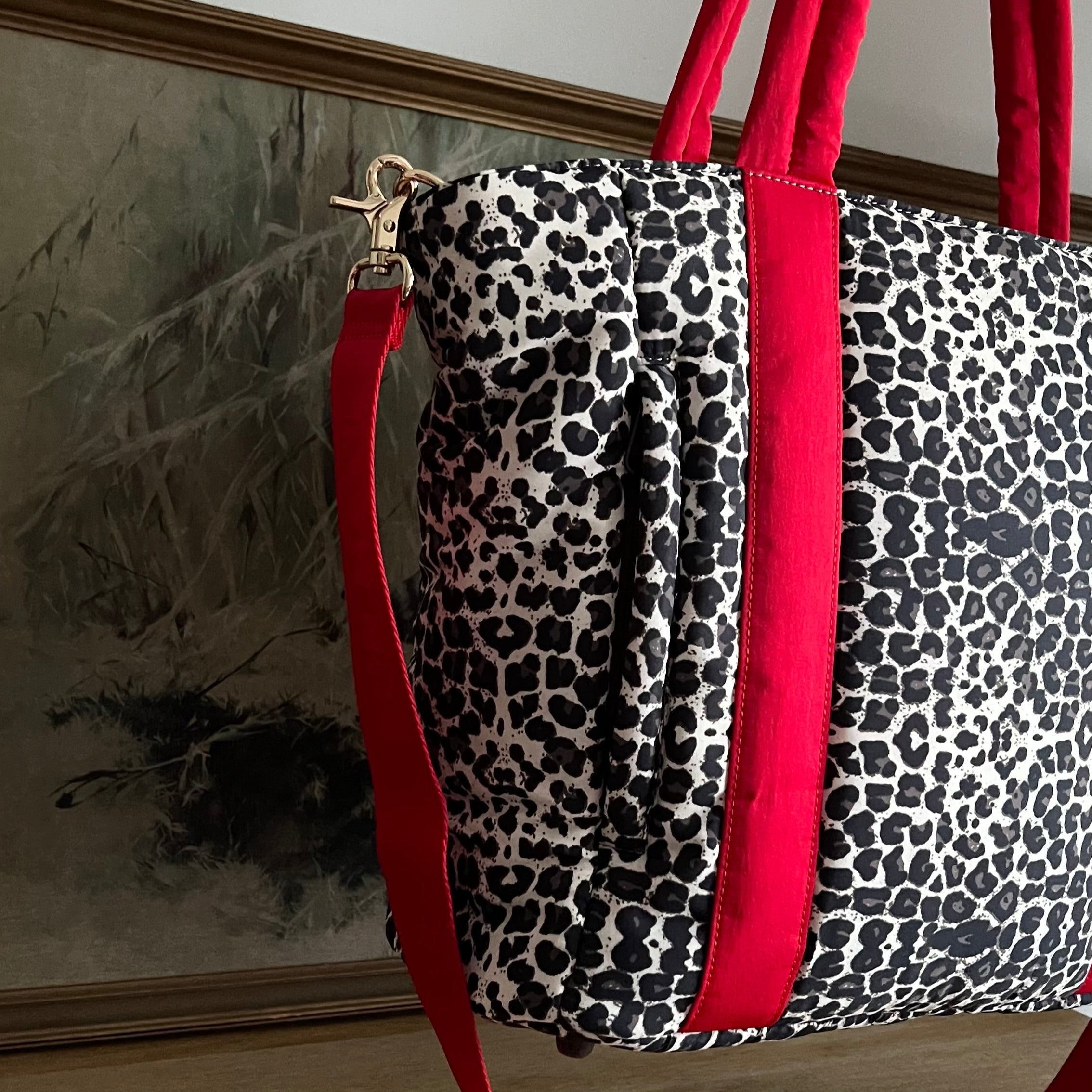 Everyday Tote Bag -- Red/Leopard
