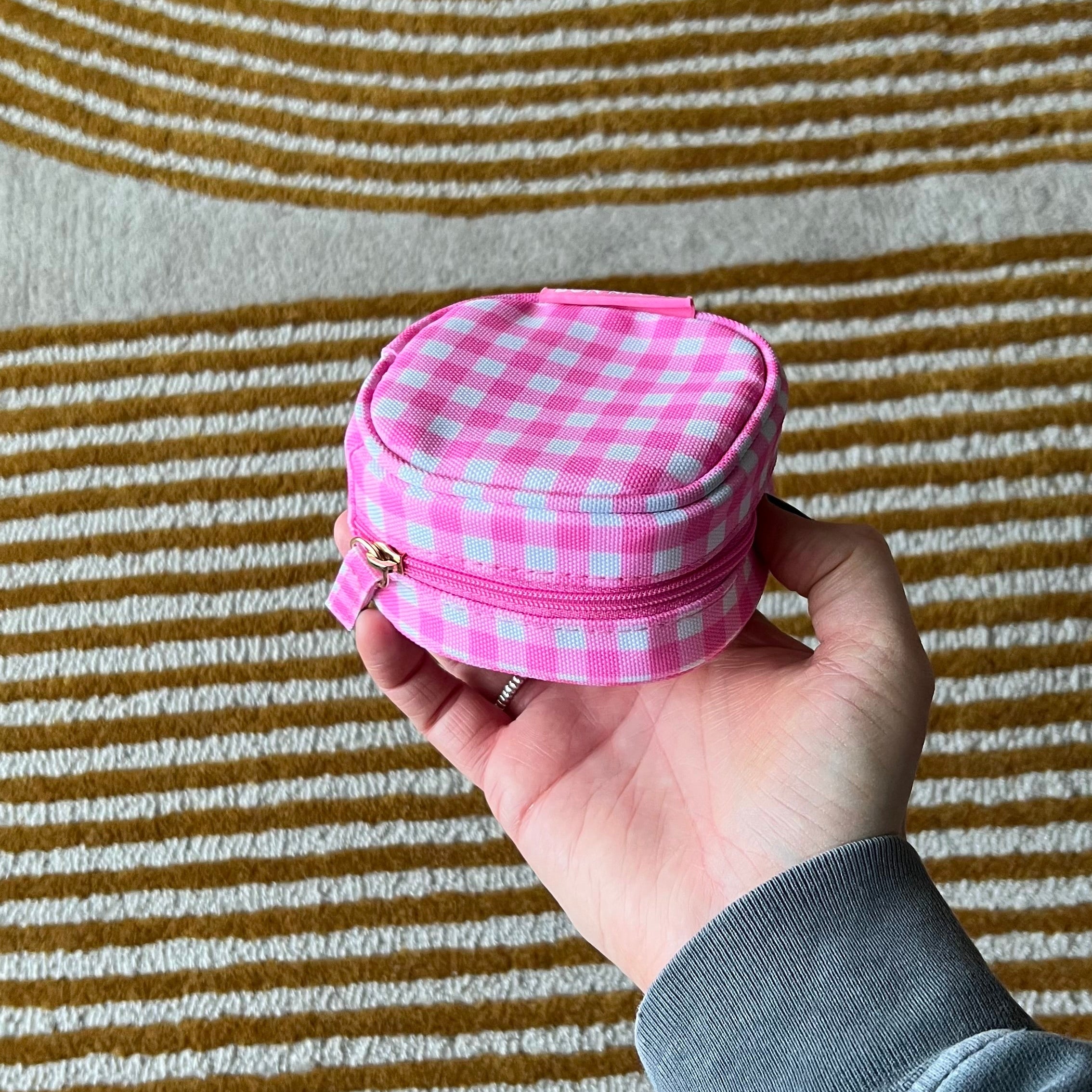 Travel Jewellery Case -- Pink Gingham