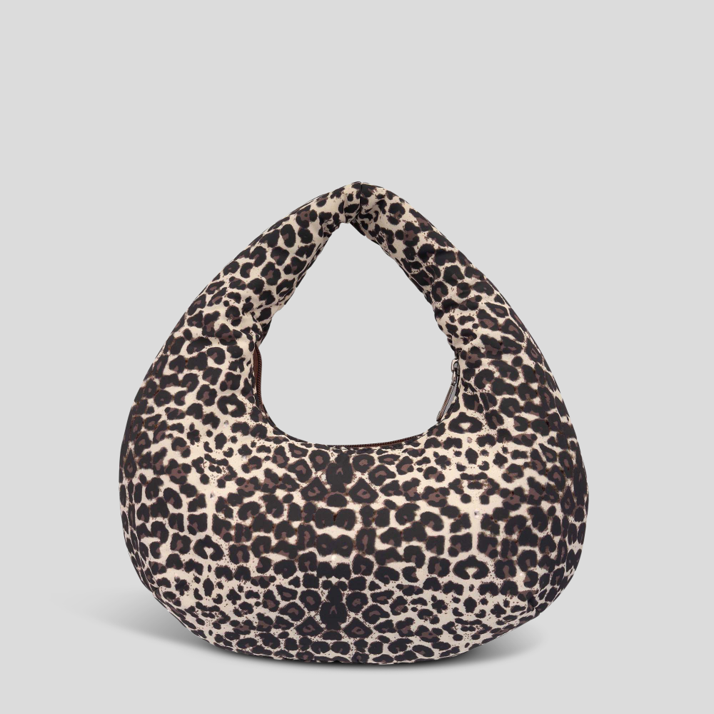 Crescent Handle Bag in technical nylon -- Leopard