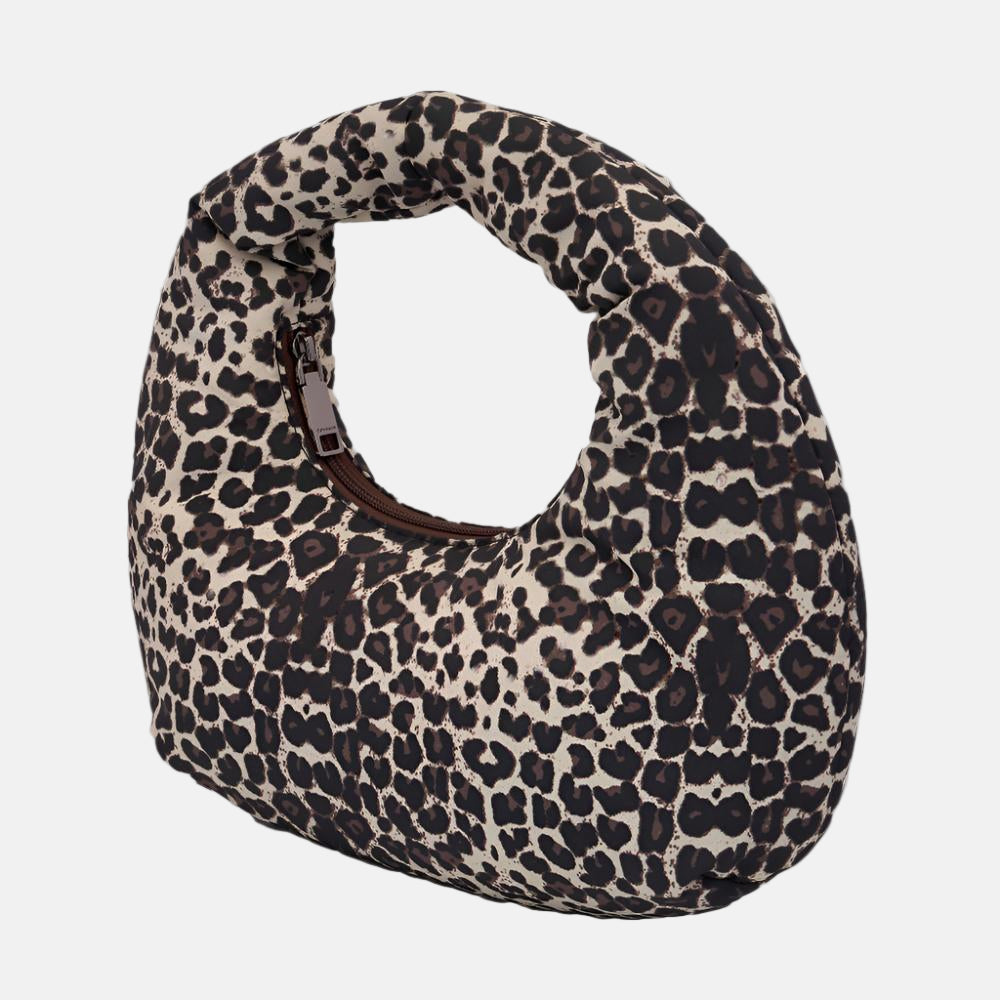 Crescent Handle Bag in technical nylon -- Leopard