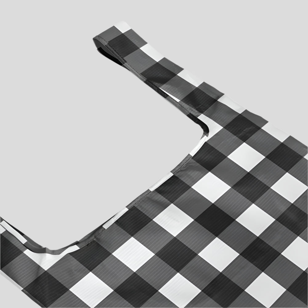 Reusable Shopping Bag - 2 Sizes - Black Large Gingham Reusable Shopping Bags Mega